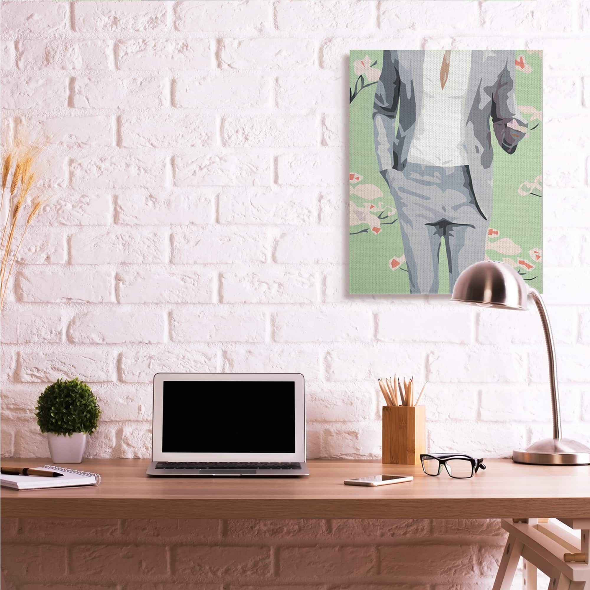 Stupell Industries Men's Fashion Business Suit over Pink Flowers Canvas Wall Art