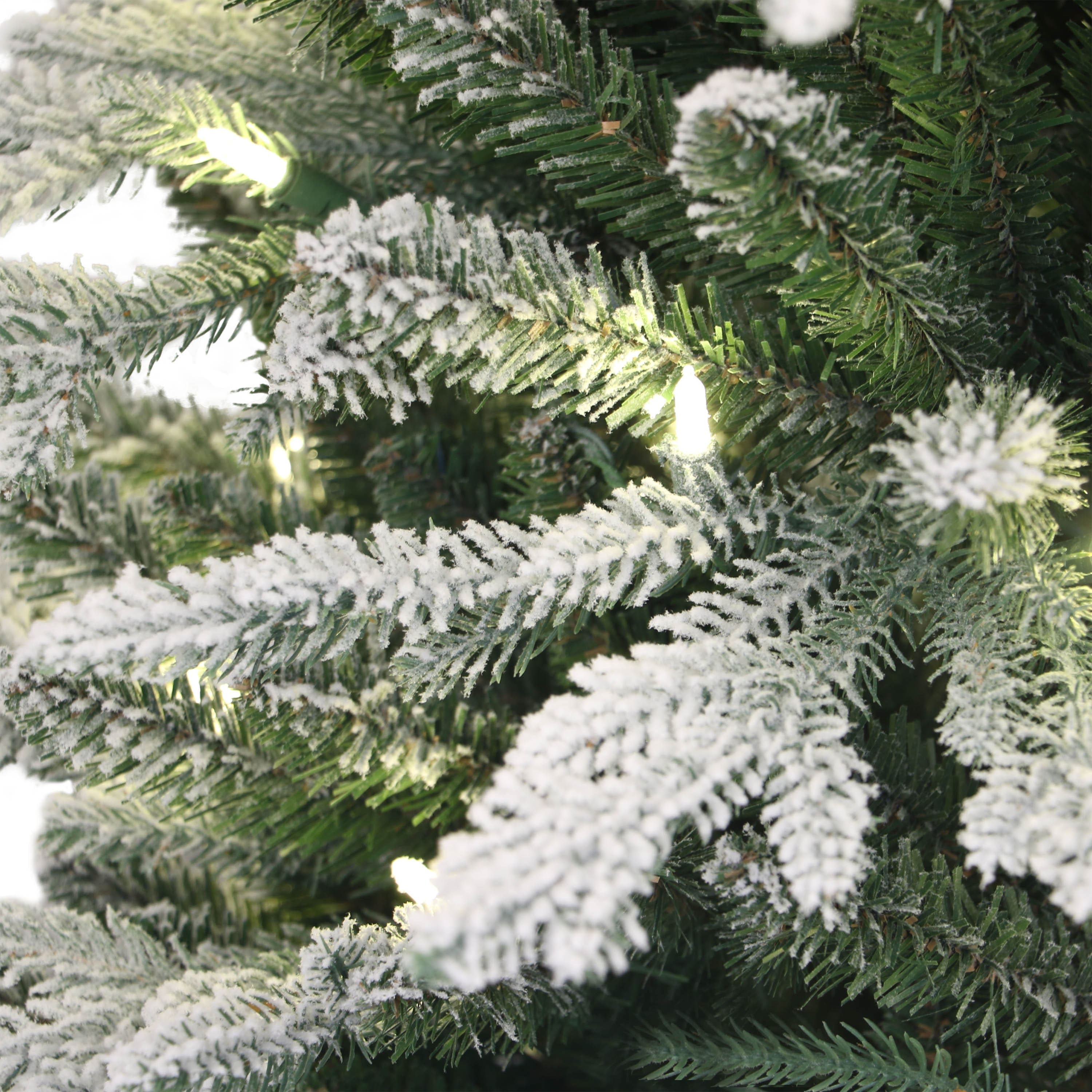 6 Pack: 3ft. Pre-Lit Flocked Arctic Fir Tree in Stump Planter, Warm White LED Lights