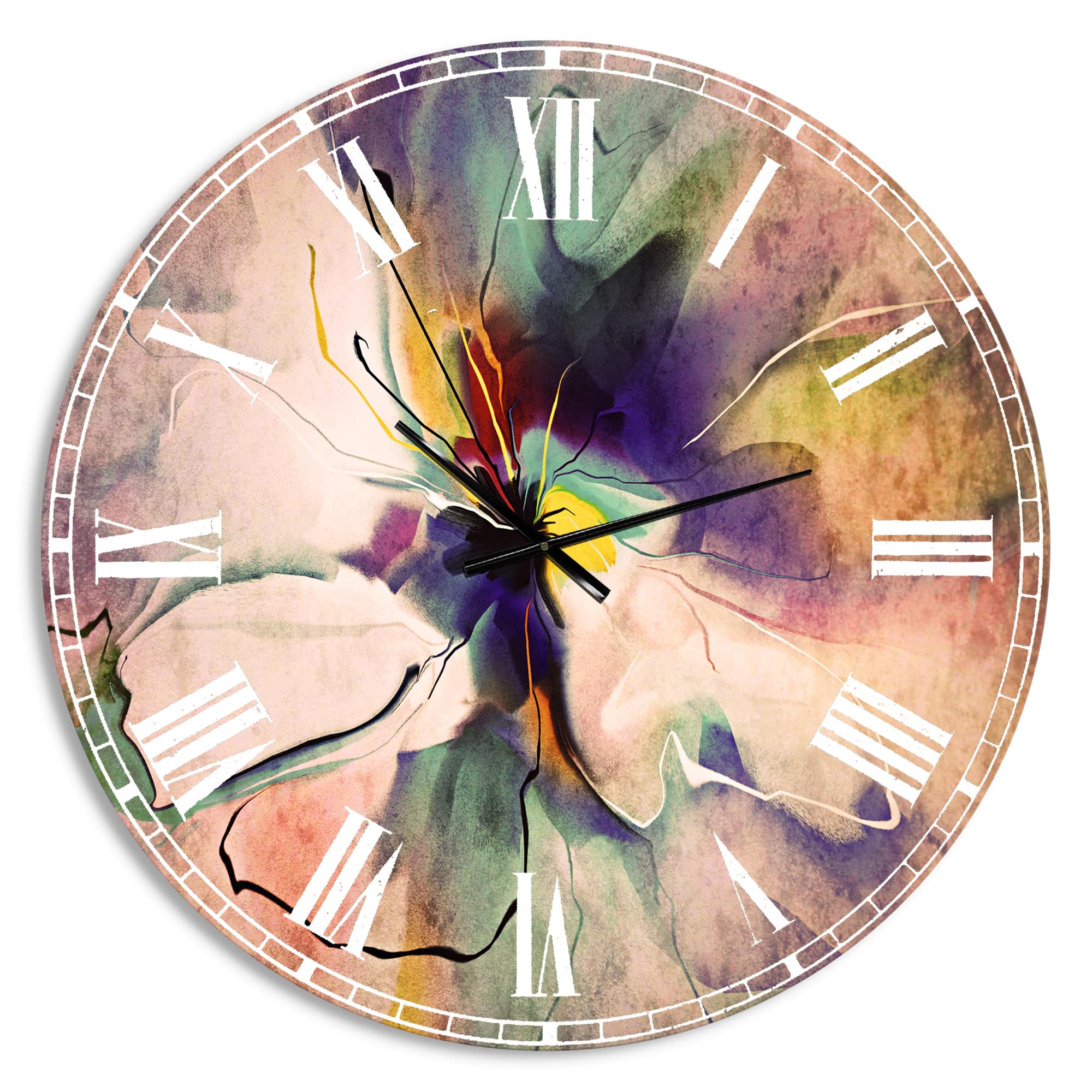 Designart Blue Abstract Flower Creative Modern Wall Clock
