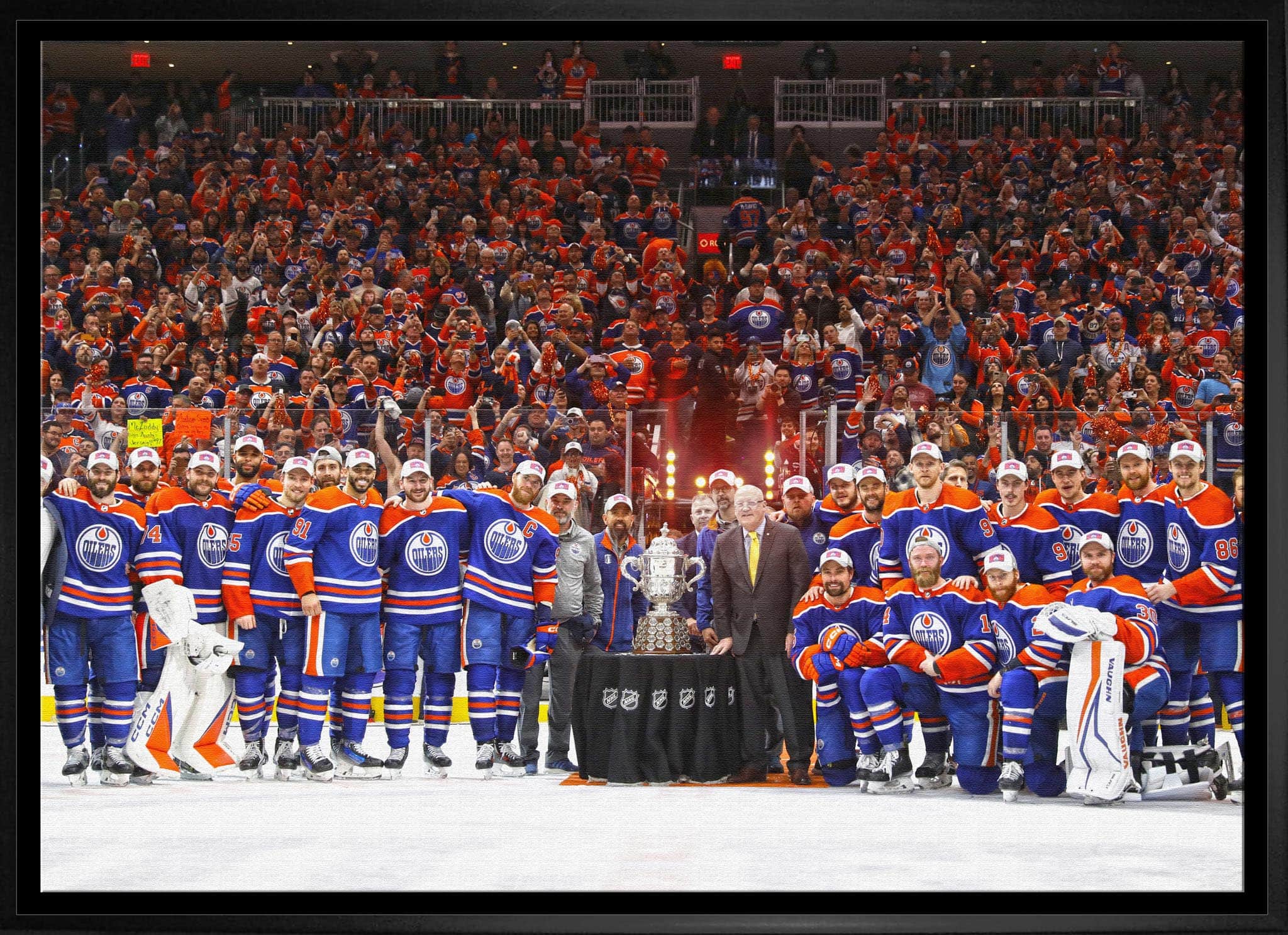 Edmonton Oilers 20" x 29" Framed Canvas Conference Final Trophy 31.5" x 22.5"