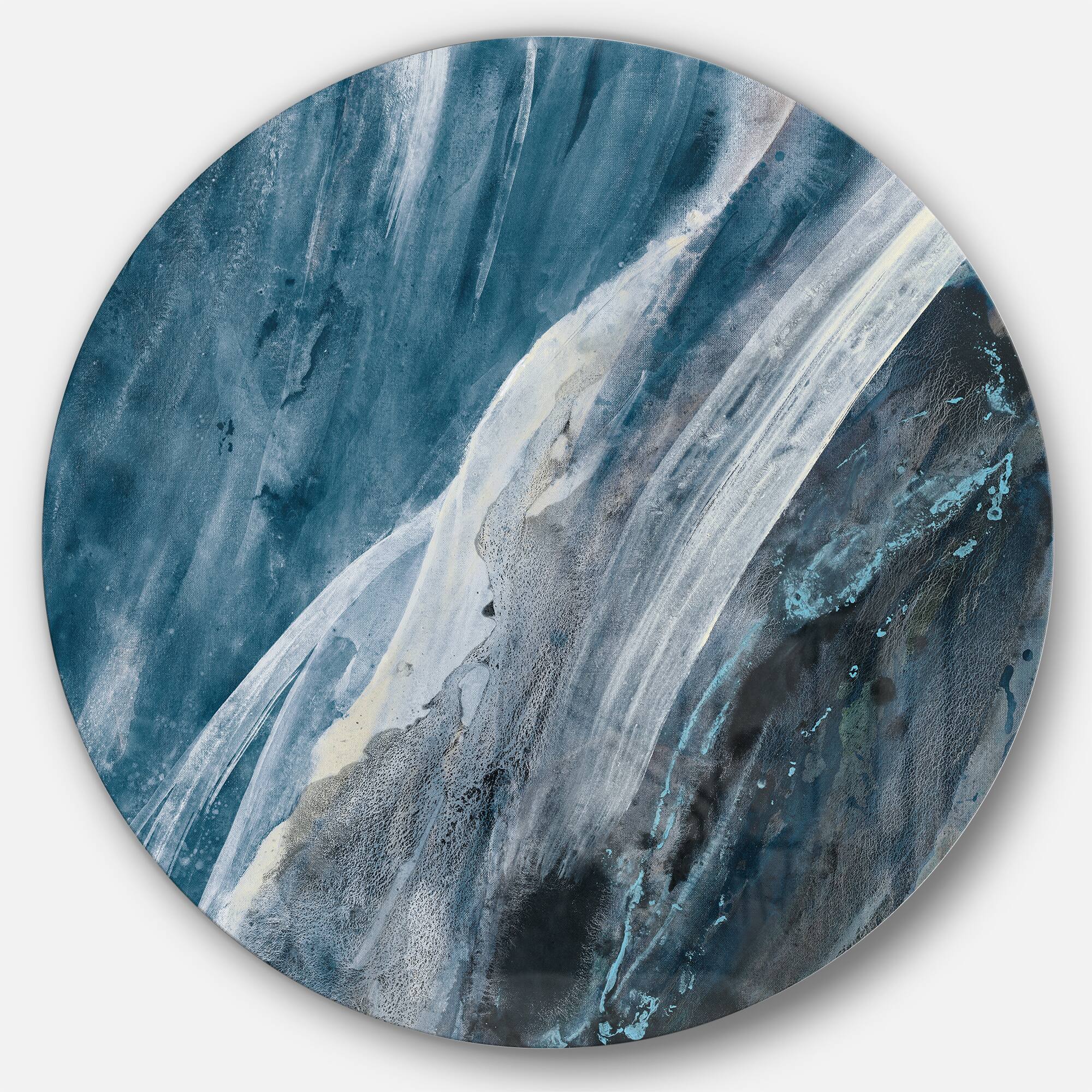 Designart - Splash Blue Indigo - Geometric Metal Circle Wall Art