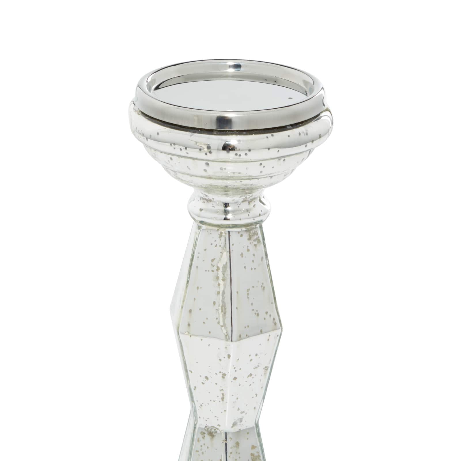 Silver Glass Glam Candle Holder Set