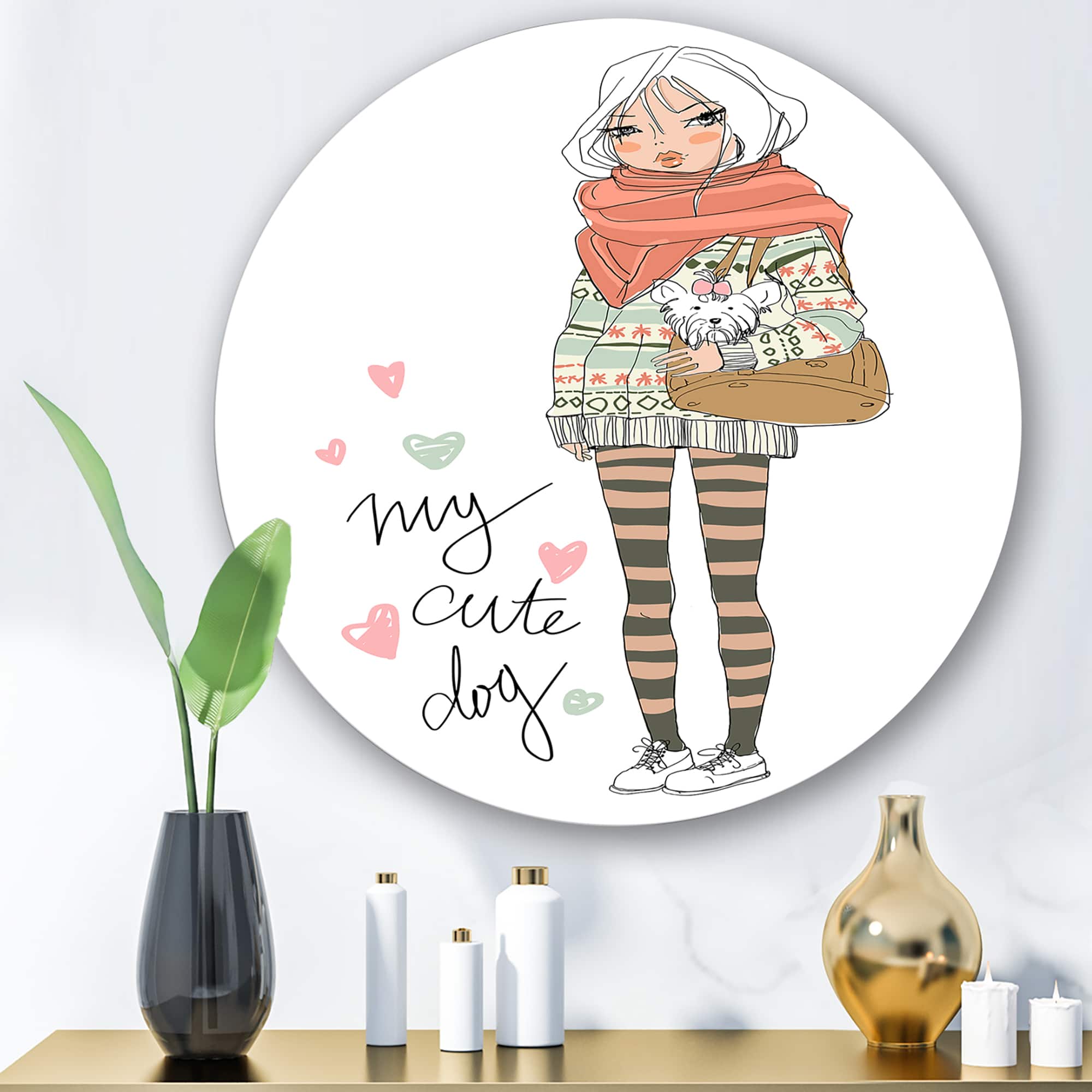 Designart - Cute Girl With Dog