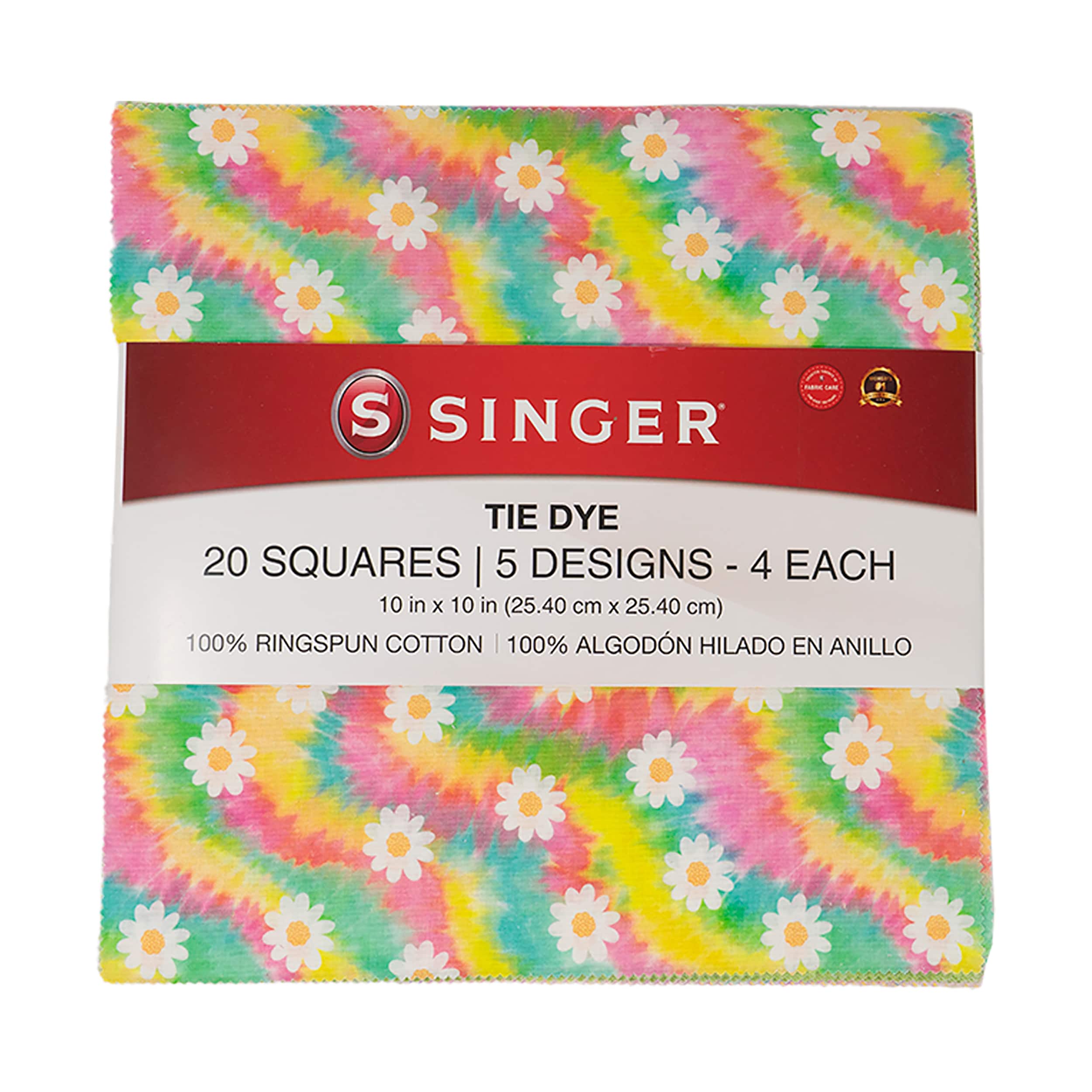 SINGER 10" x 10" Premium Tie Dye Squares Cotton Fabric Pack