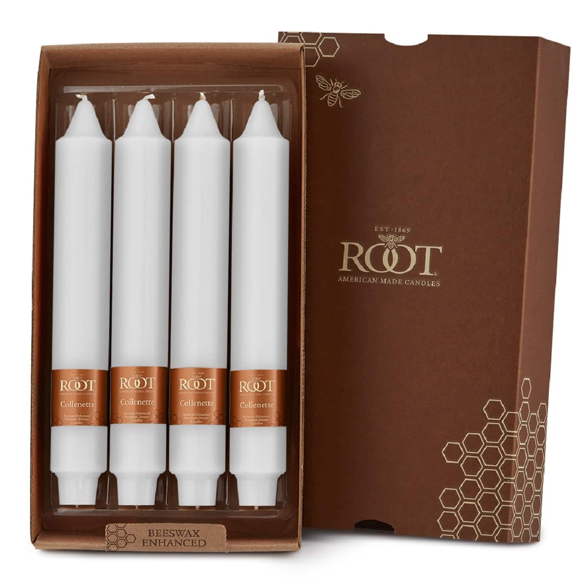 Root Candles 9" Unscented Smooth Collenette Taper Candles