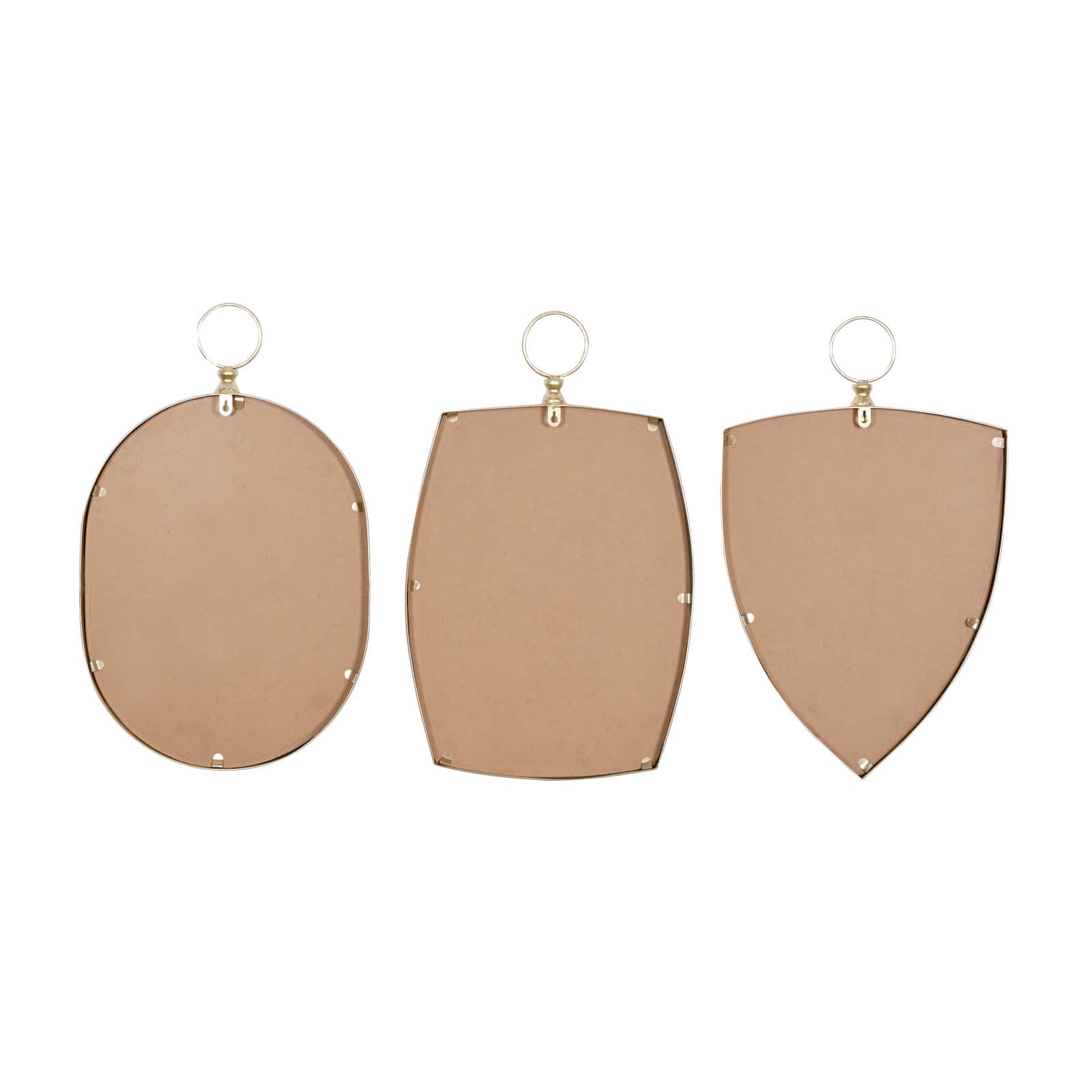 Set of 3 Gold Wood Traditional Wall Mirror 24", 24", 25"