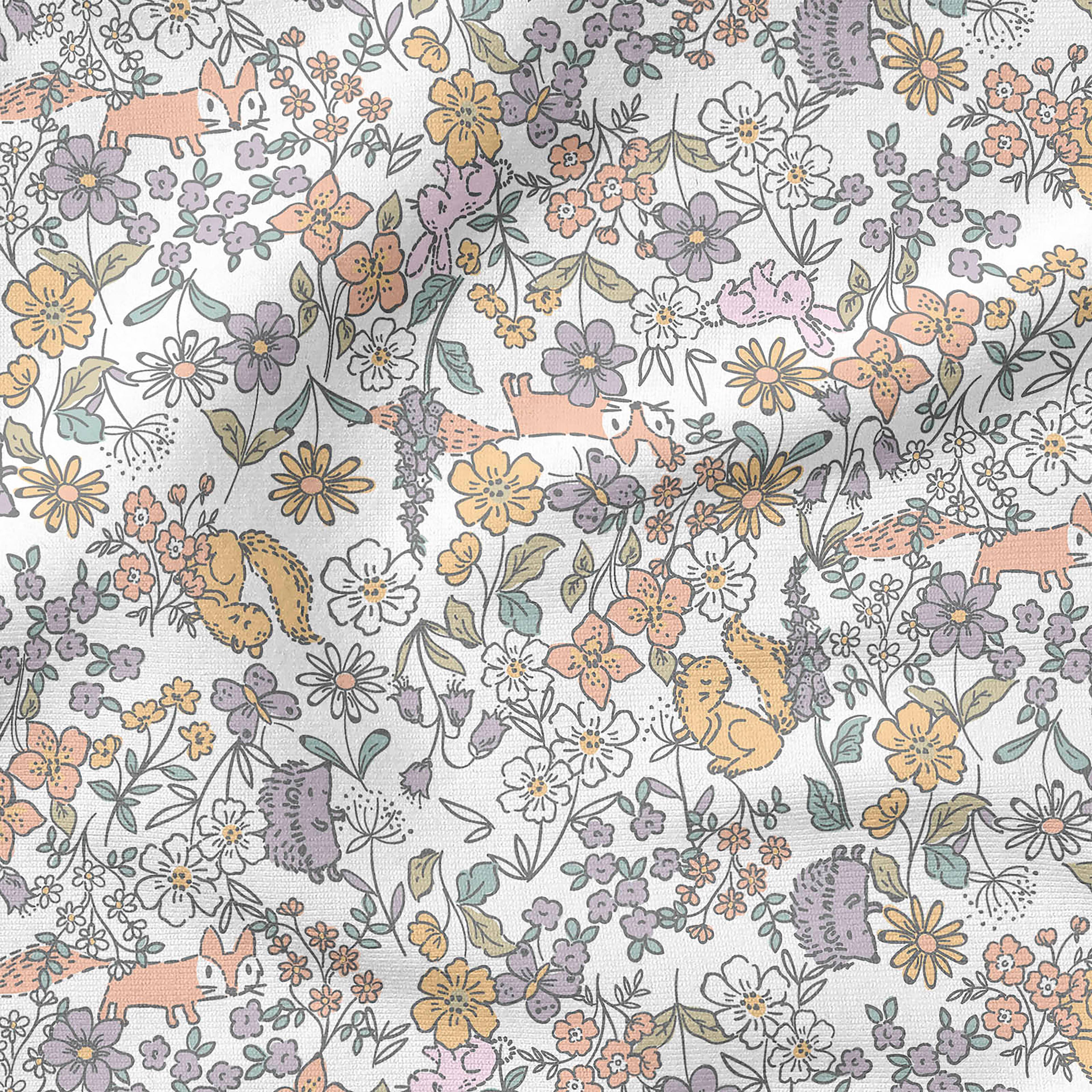 Fabric Editions White Peekaboo Cuties Cotton Fabric