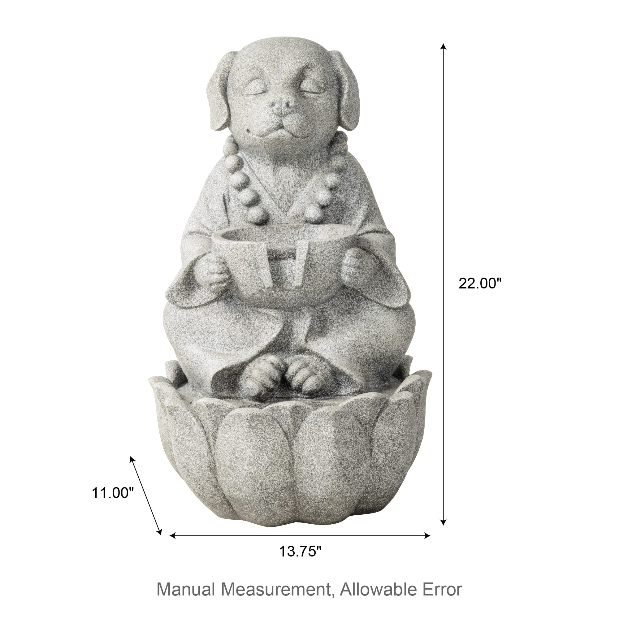 Glitzhome® 21.75" Zen-Style LED 2-Tier Concrete Dog Outdoor Fountain