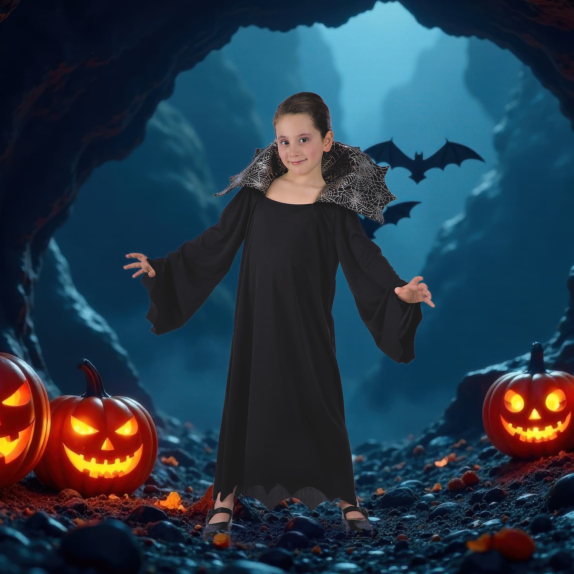 Black & Gray Vampire Girl's Costume By Northlight in Black/Gray | Medium | Michaels®