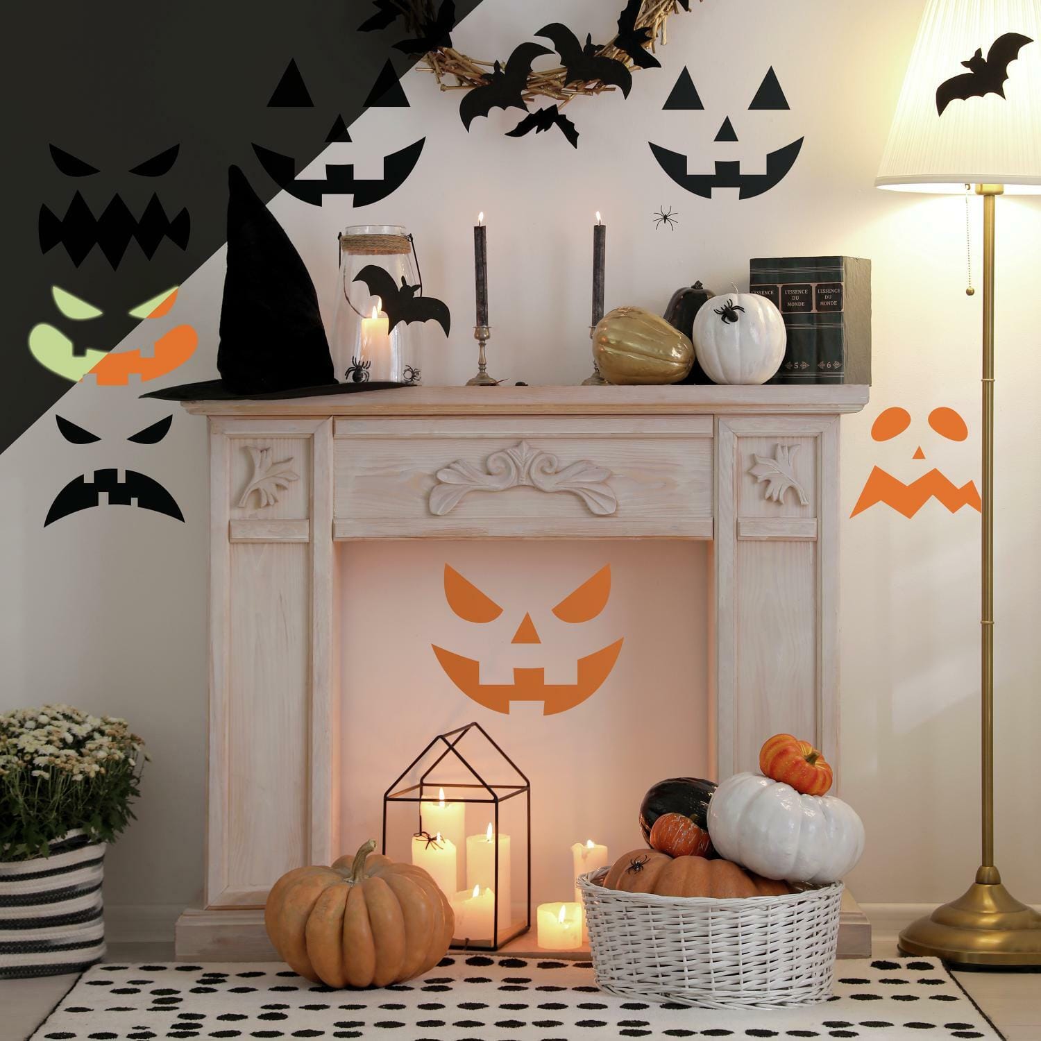 RoomMates Halloween Pumpkin Faces Glow in the Dark Peel & Stick Decals