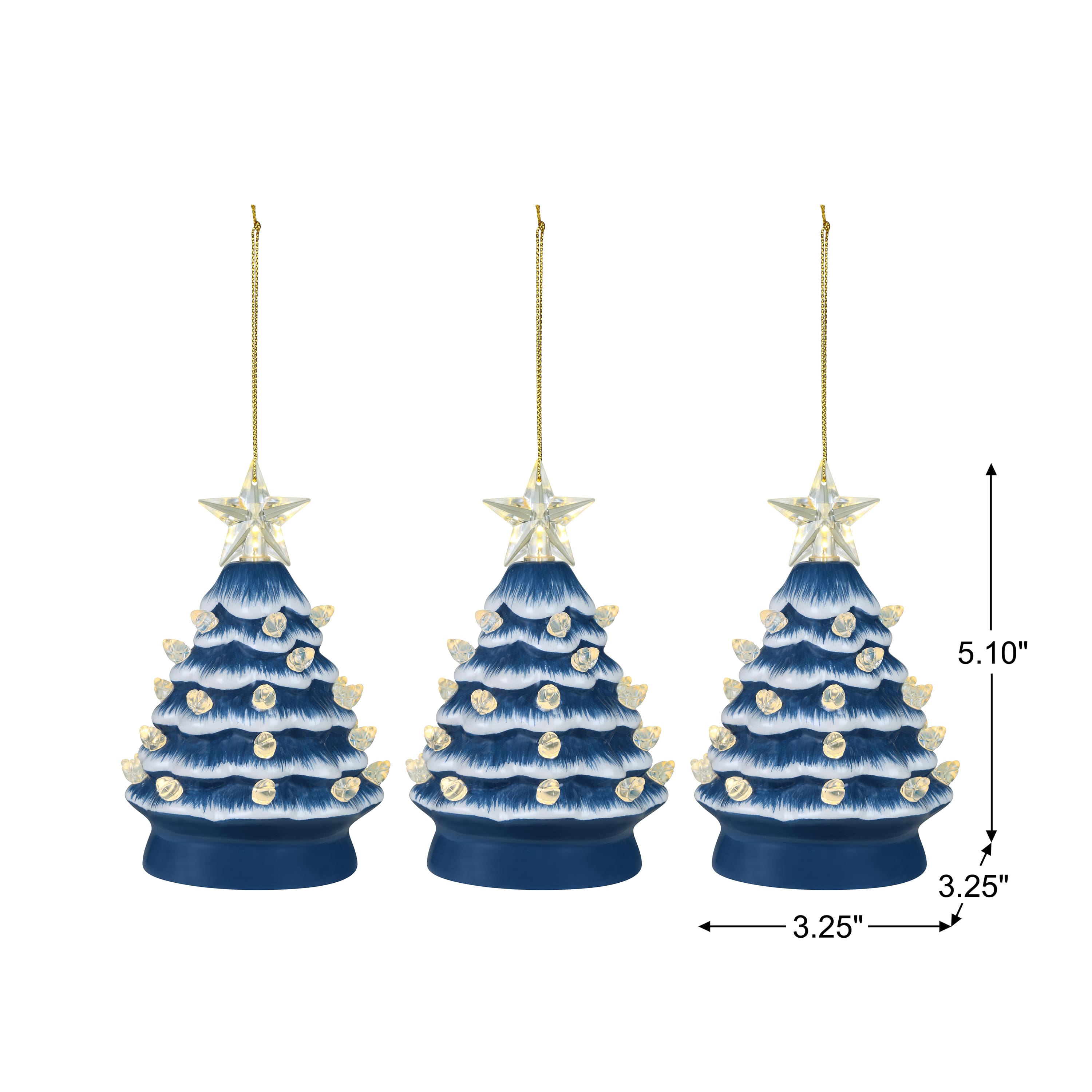 Mr. Christmas 5" Nostalgic Ceramic Tree Ornament with White Bulbs