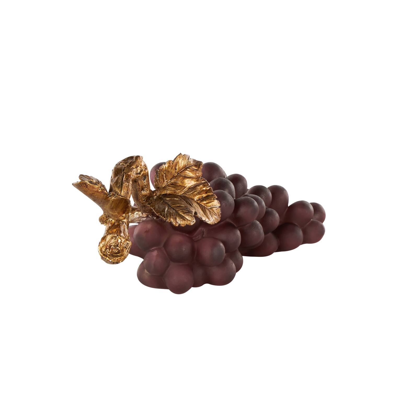 14.25" Purple with Gold Stem Grape Decorative Polystone Sculpture
