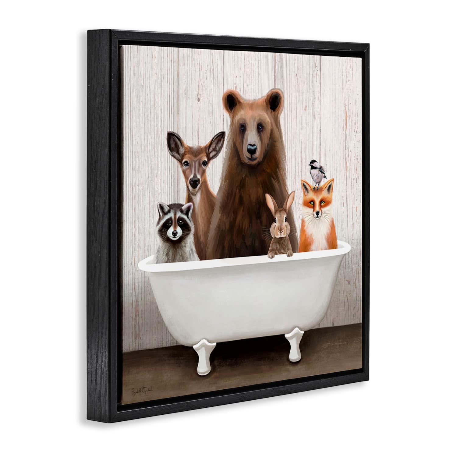 Stupell Industries Woodland Creatures Antique Bathtub Floater Framed Art