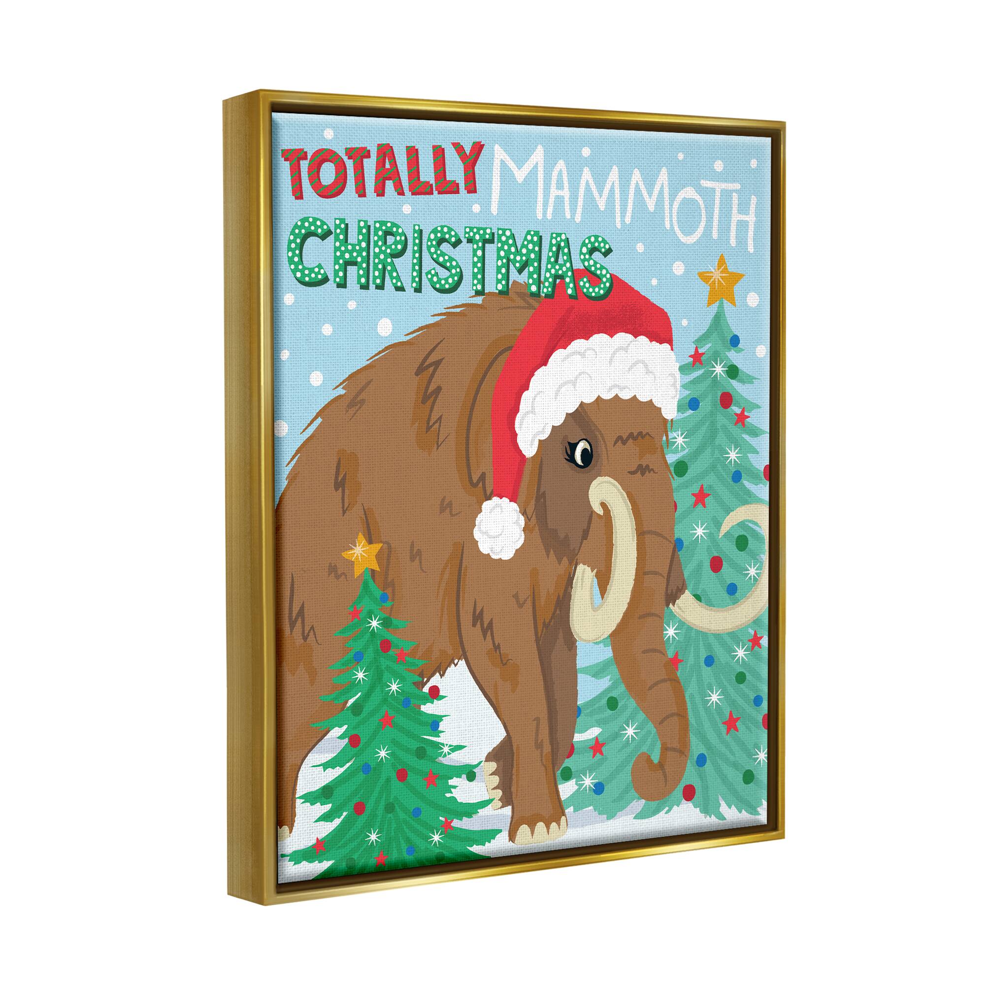 Stupell Industries Totally Mammoth Christmas Scene Framed Floater Canvas Wall Art