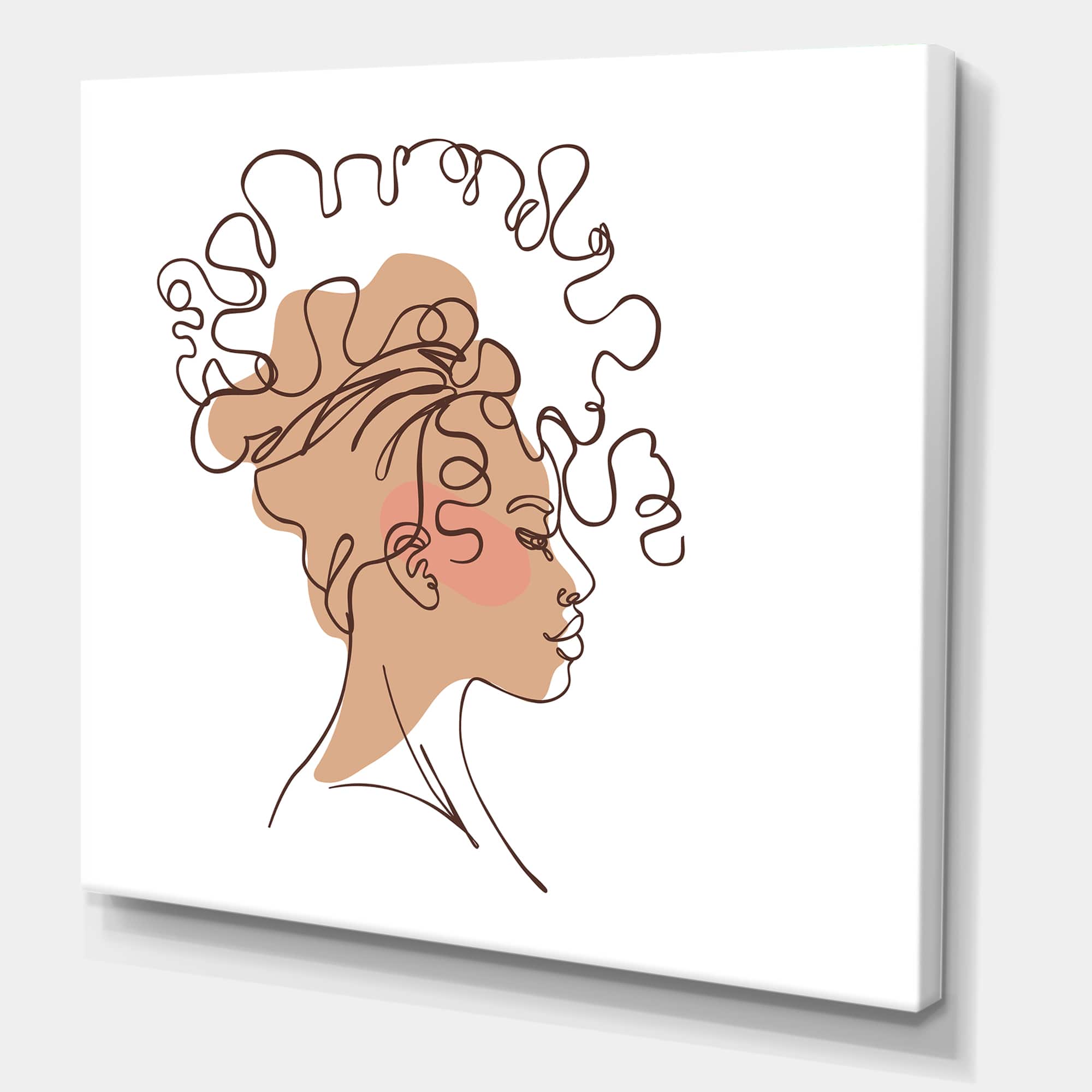 Designart - One Line Portrait of African American Woman I - Modern Canvas Wall Art Print