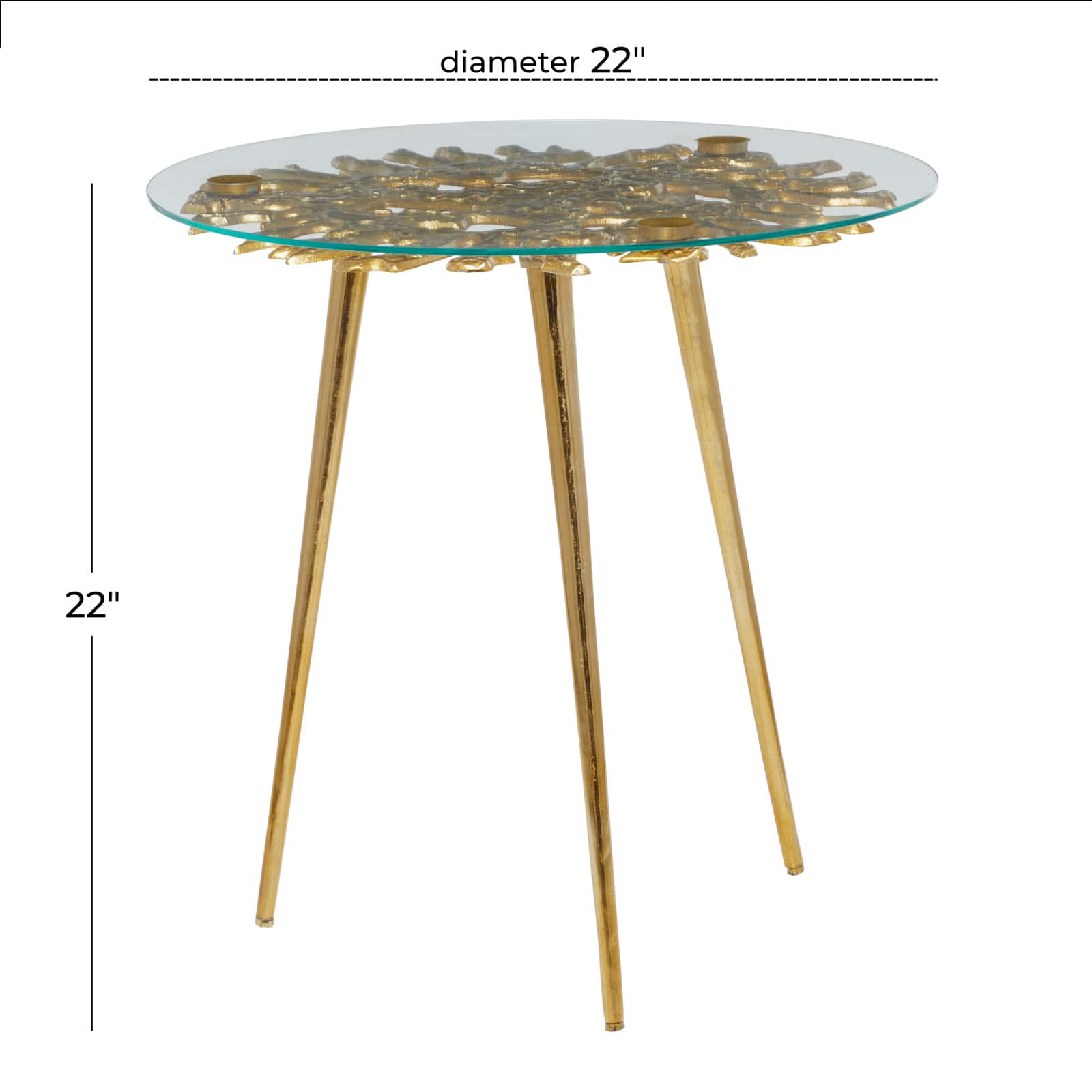 Gold Aluminum Modern Accent Table, 22" x 22" x 22"
