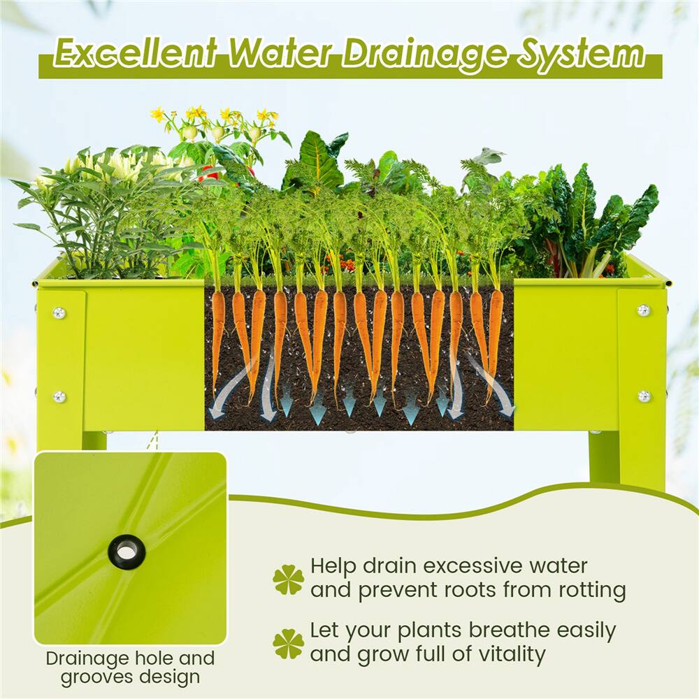 Costway 24" Metal Elevated Raised Garden Bed Planter with Legs & Drainage Hole