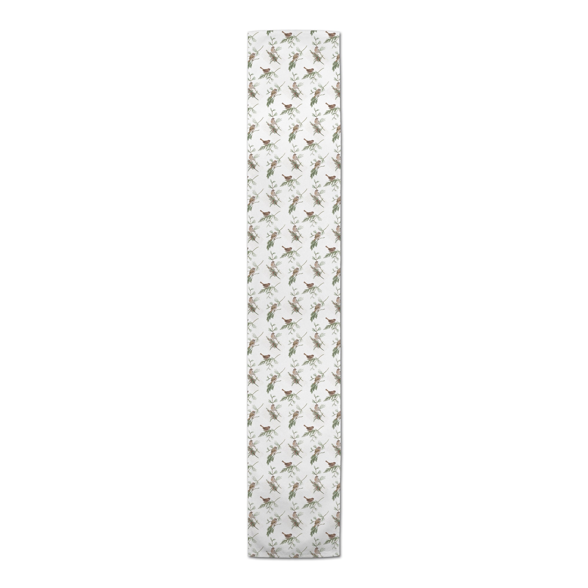 90" White Pine & Birds Cotton Twill Runner