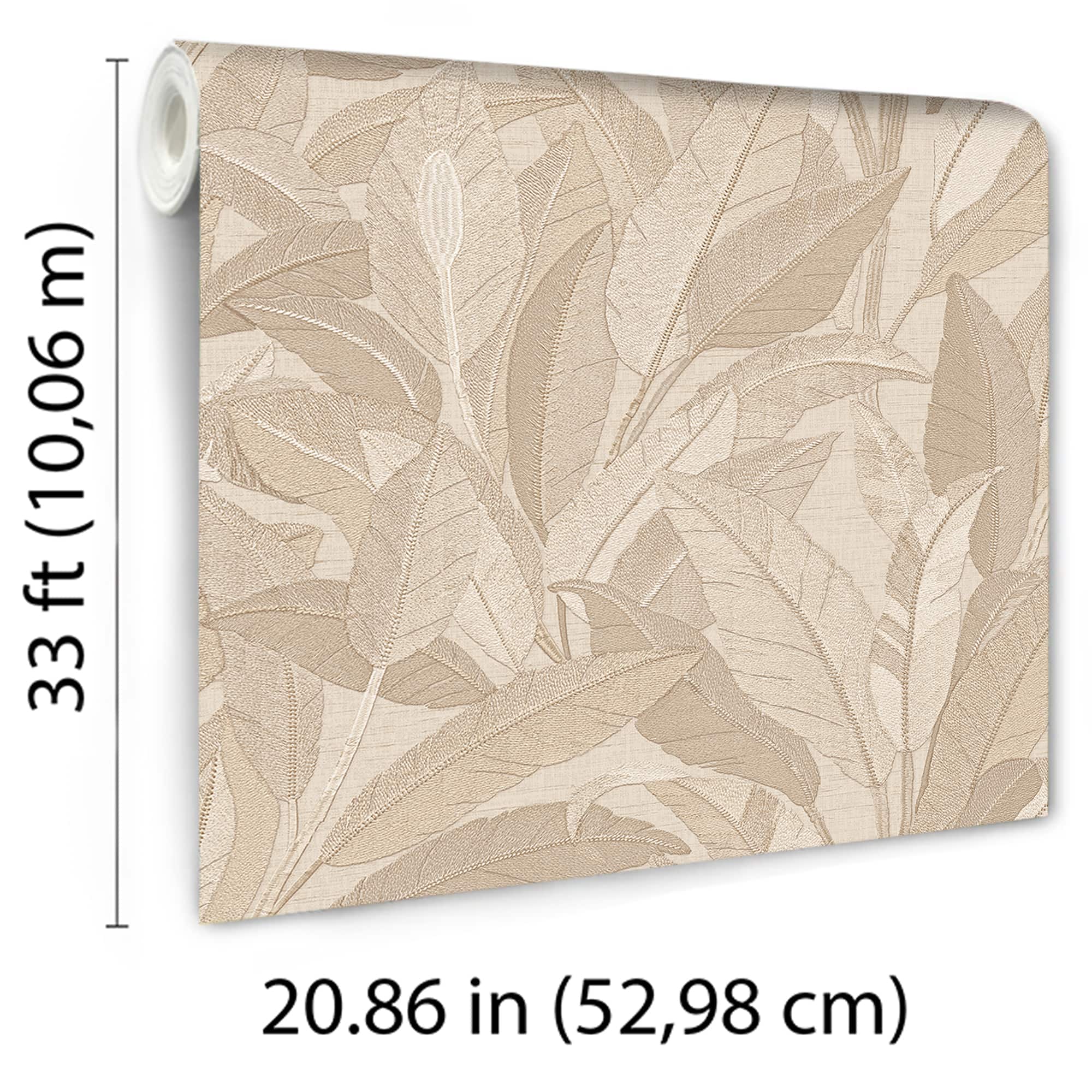 Designs Direct Embroidered Tropical Foliage Wallpaper