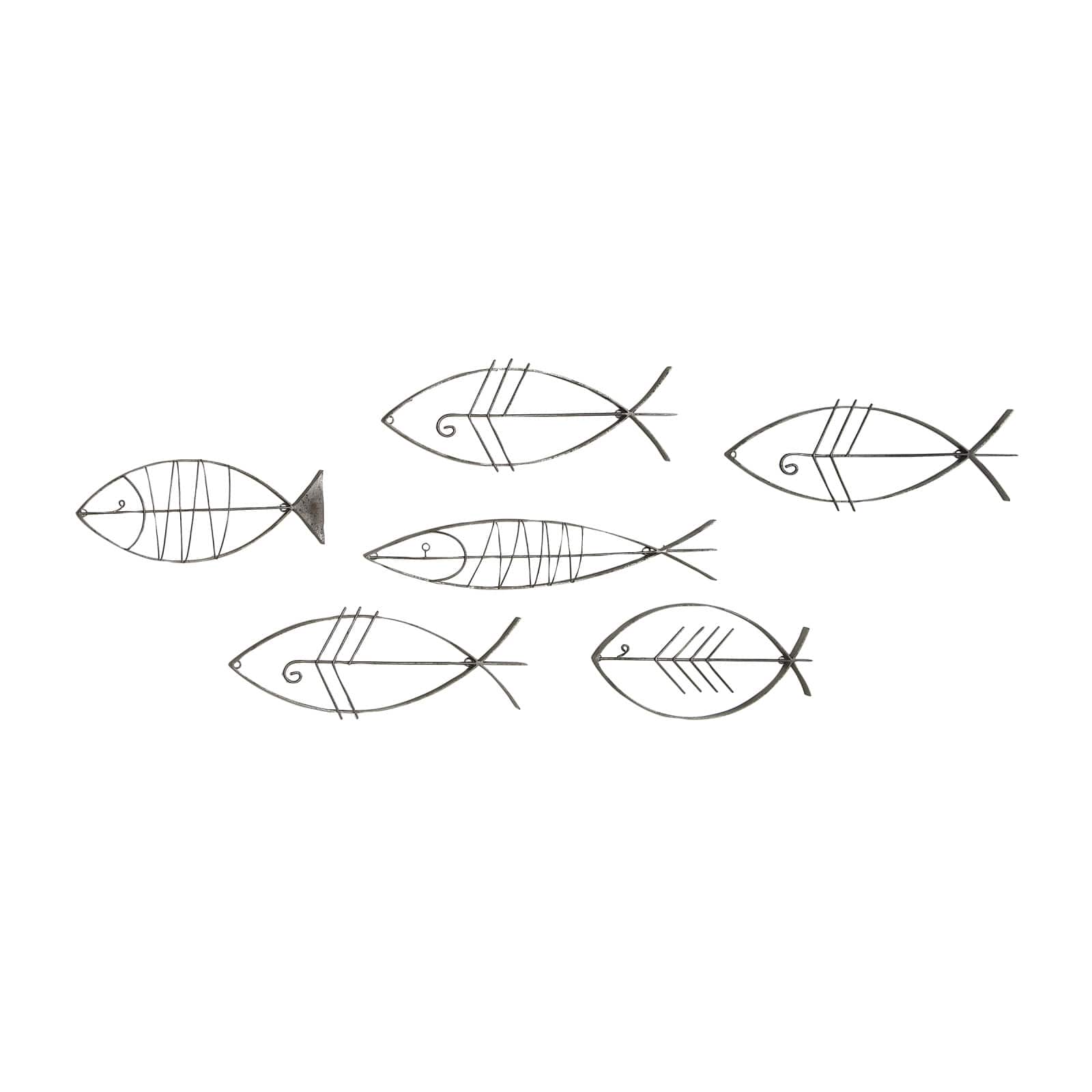 Set of 6 Black Metal Industrial Abstract Wall Decor, 16", 20", 24"