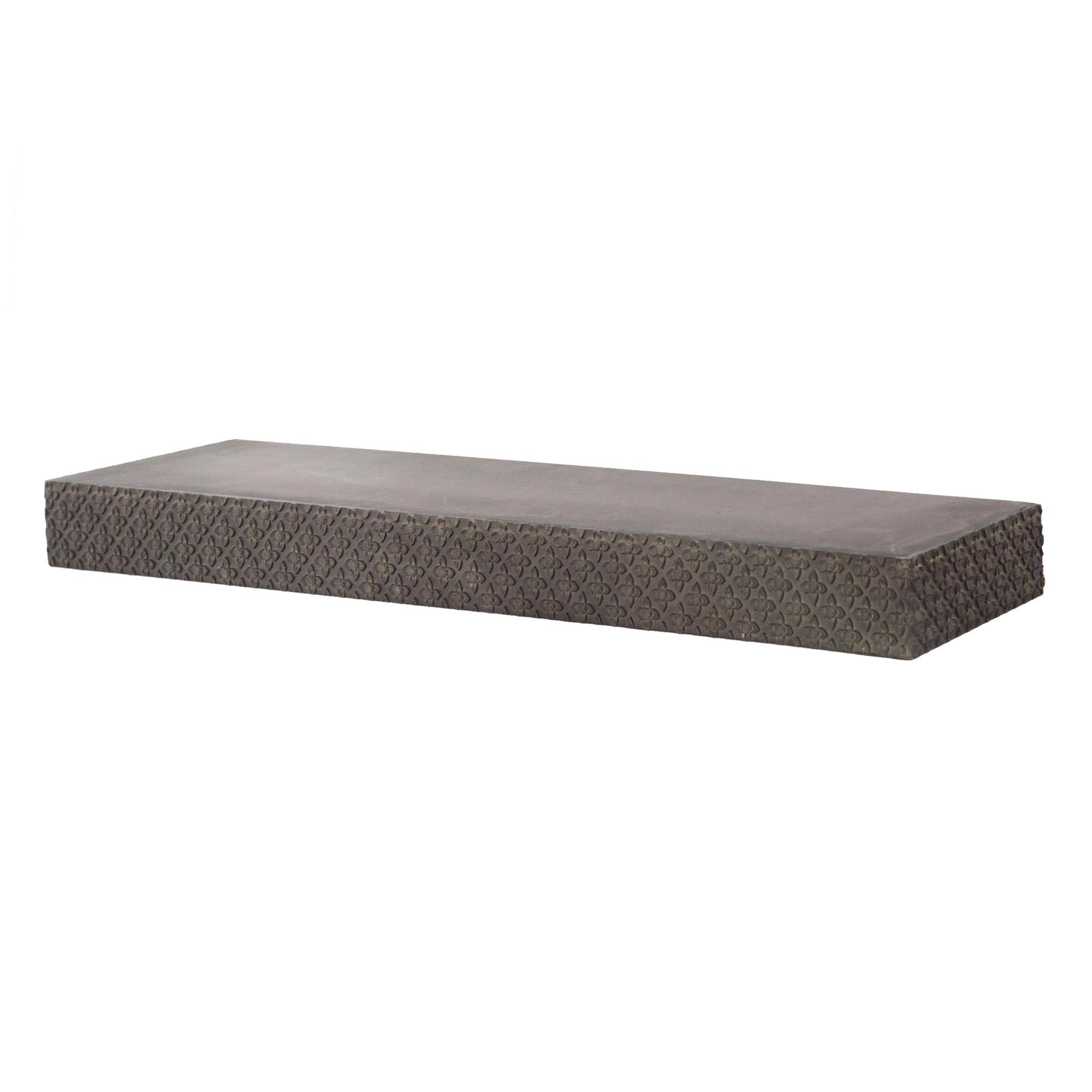 Large Black Rustic Embossed Wood Floating Wall Shelf