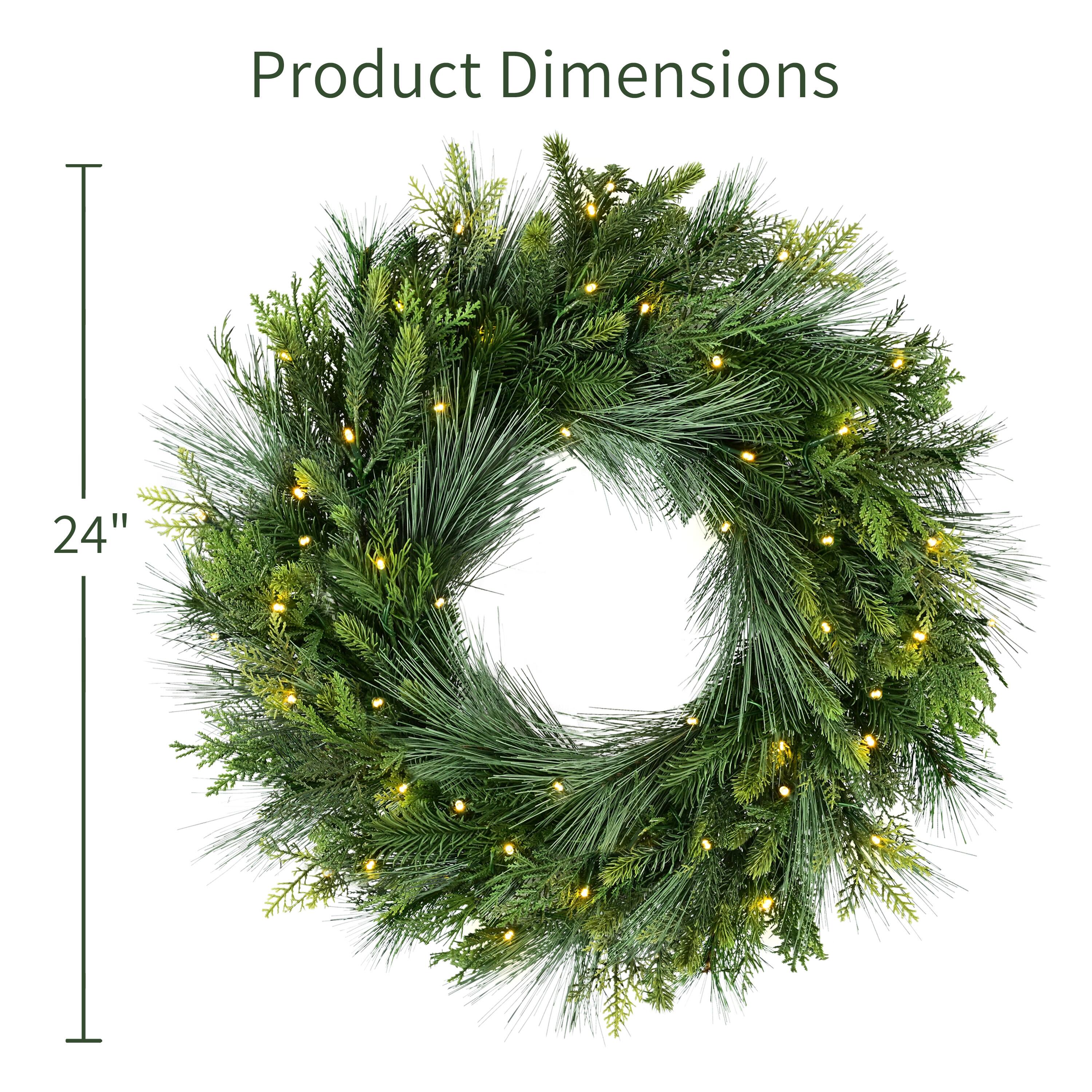 Puleo International 24" Pre-Lit Battery Operated with Timer Artificial Christmas Wreath