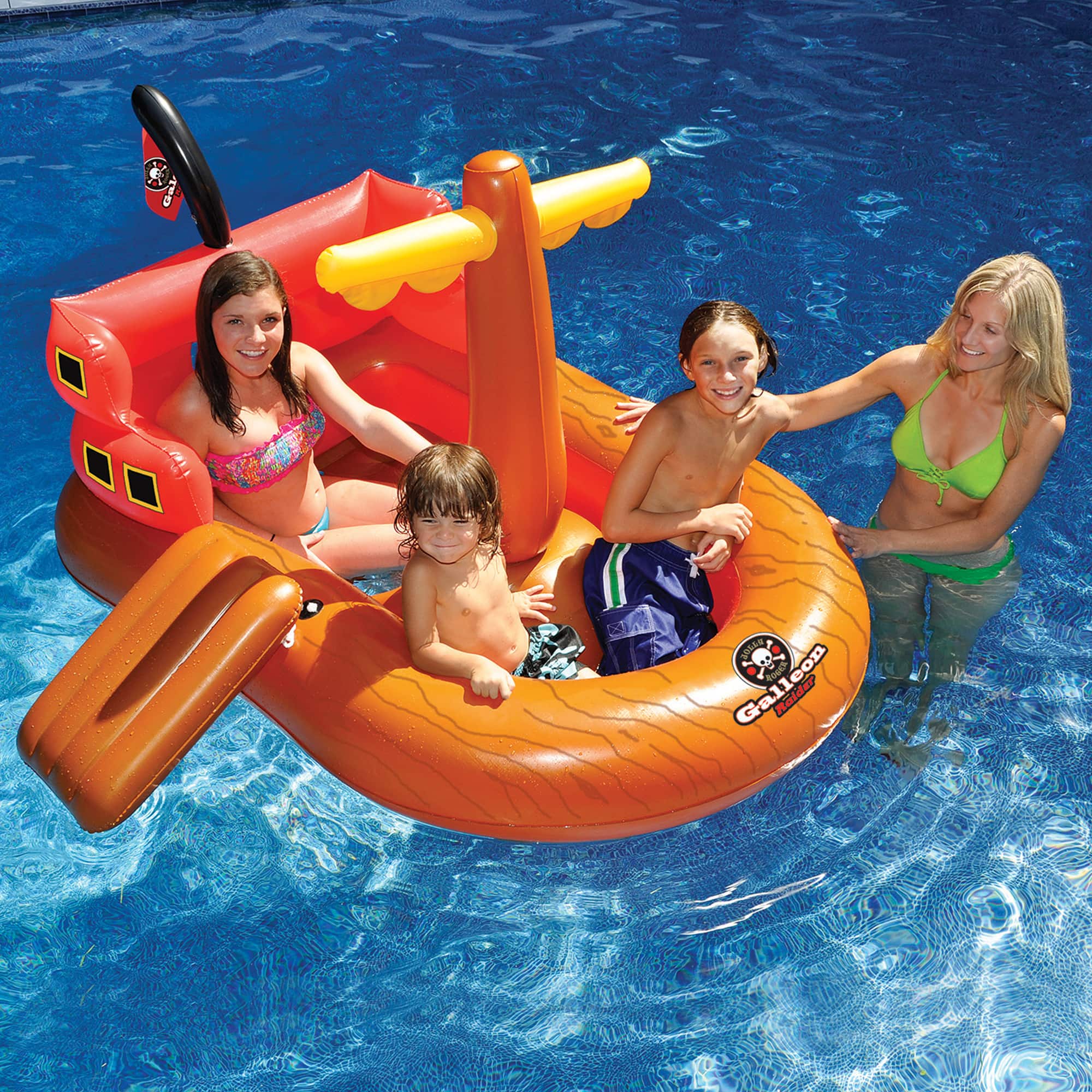 Swim Central 5.3ft. Galleon Raider Inflatable Swimming Pool Pirate Ship Floating Boat Toy