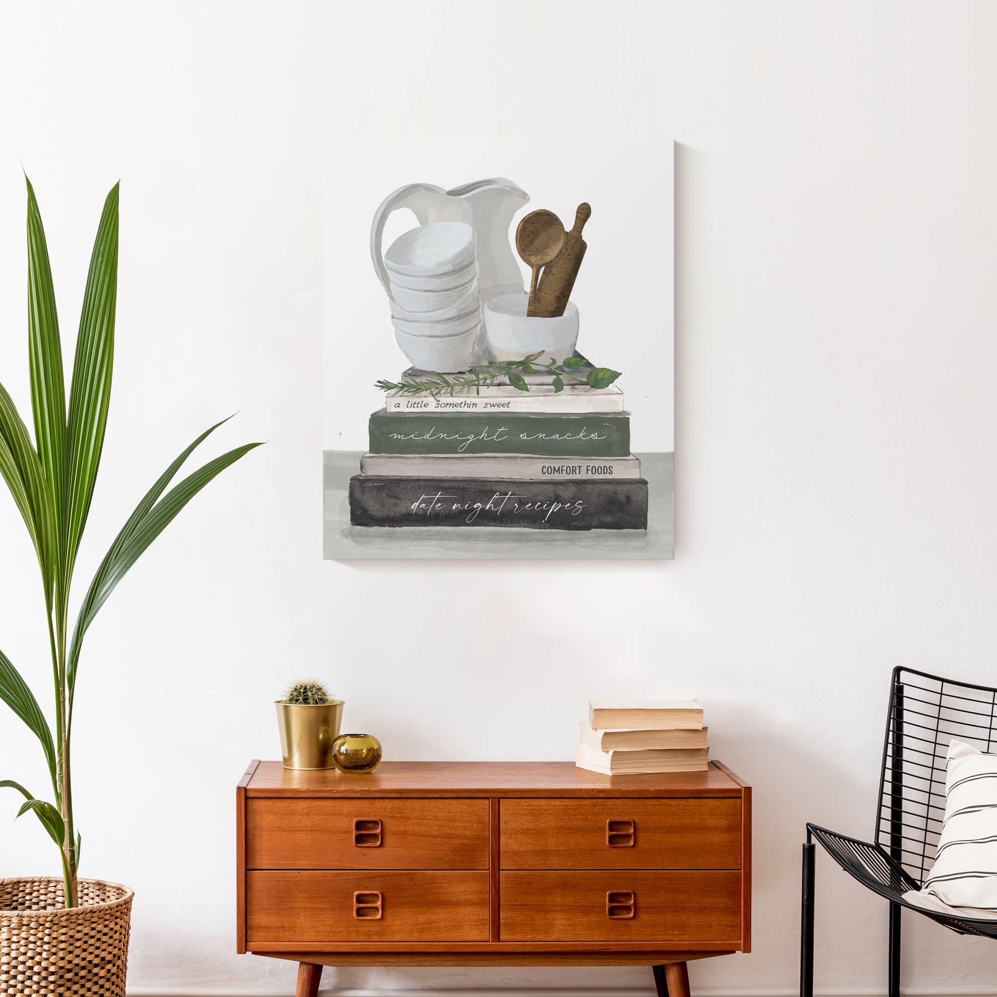 Cookbook Stack Bowls 20" x 24" Canvas Wall Art