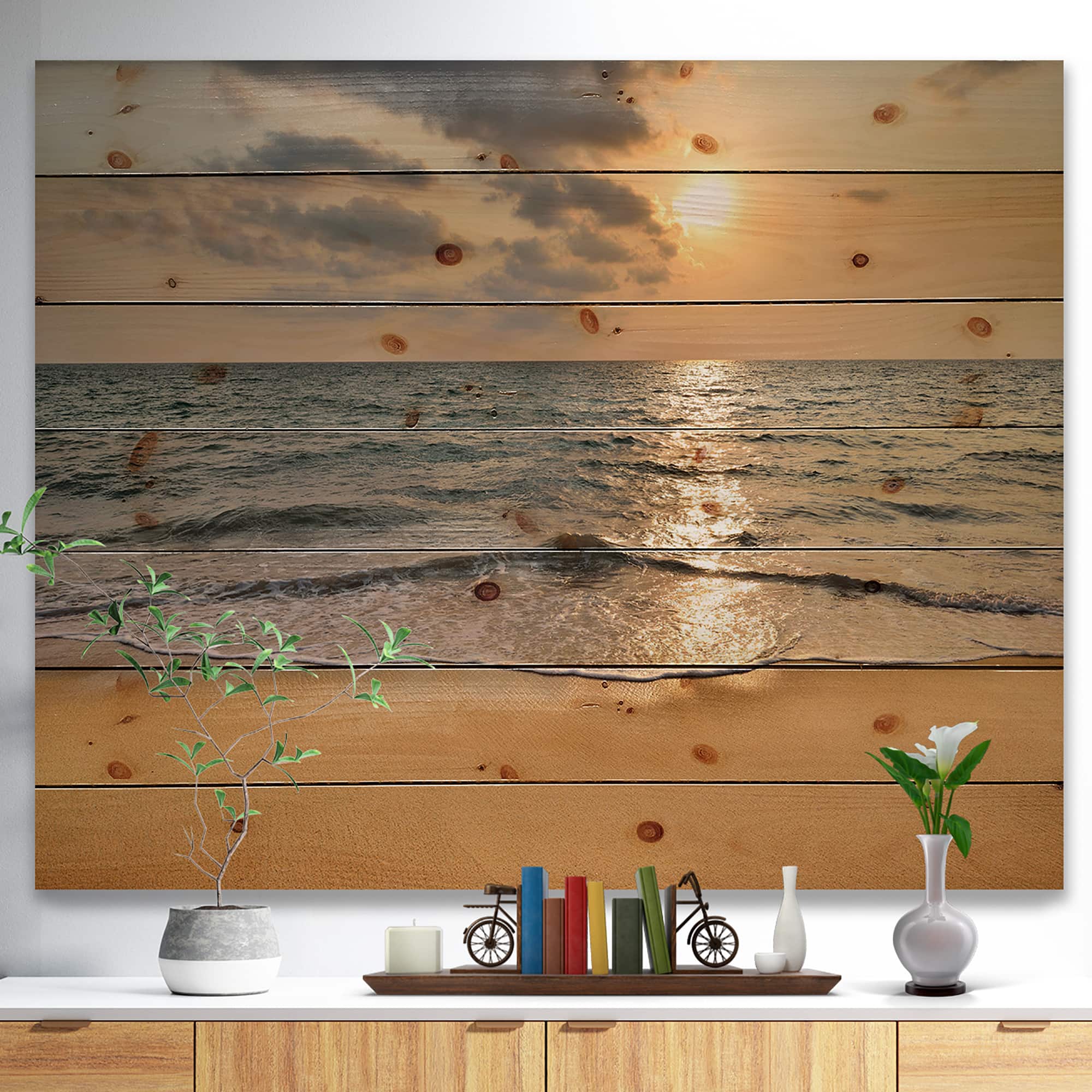 Designart - Dark Tropical Sand Beach at Sunset