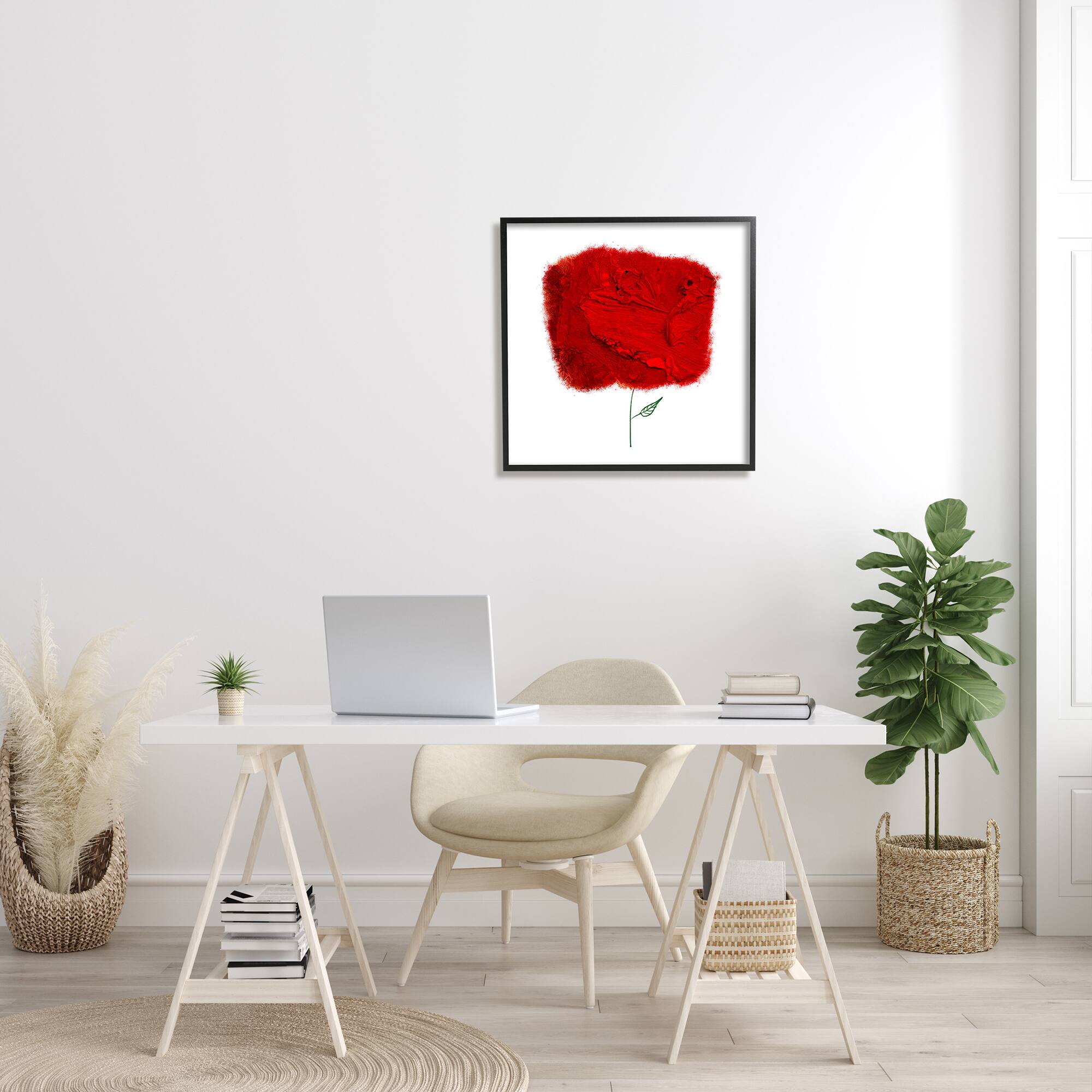 Stupell Industries Nerudo Rose Abstract Interpretation Modern Red Floral Framed Wall Art