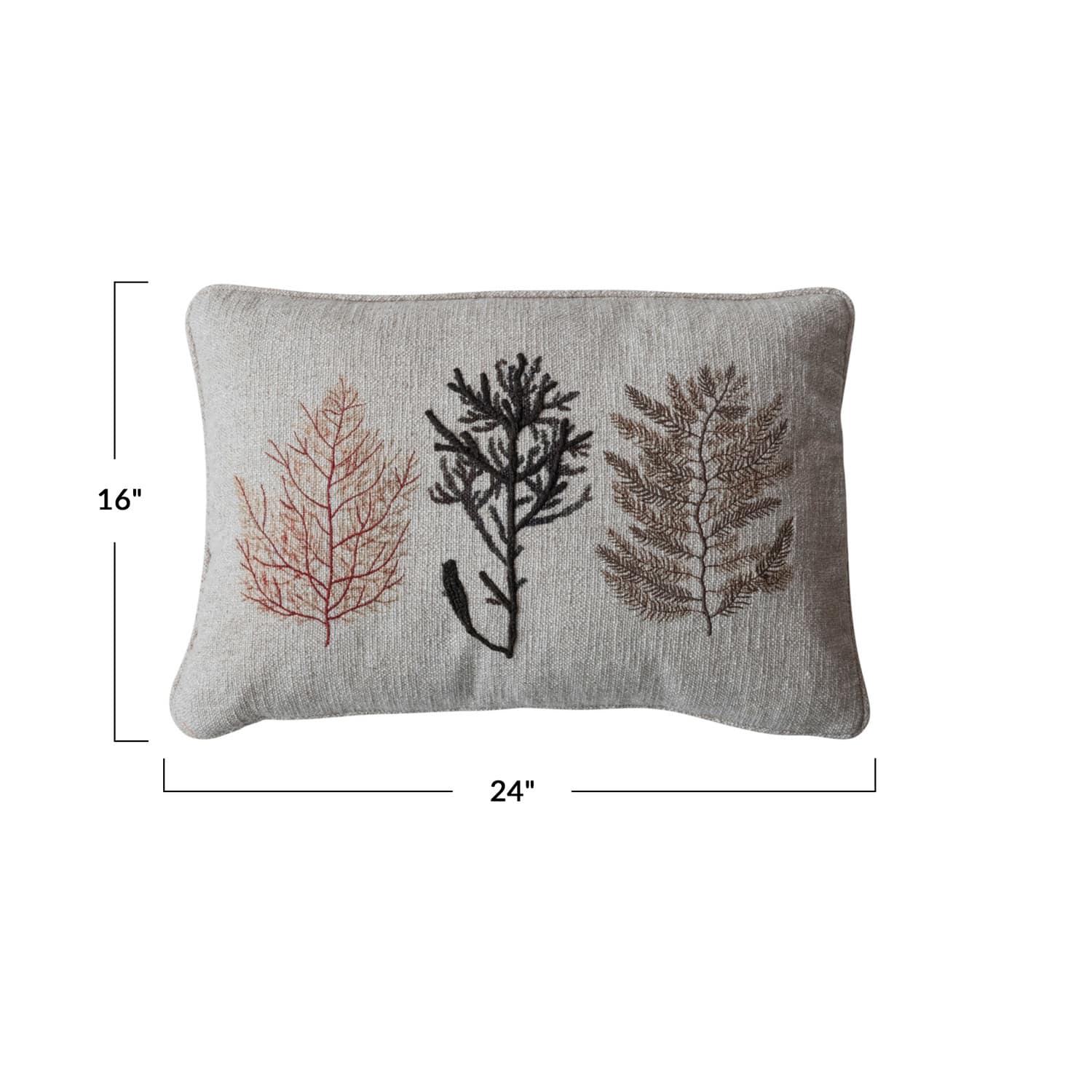 Hello Honey® 24" x 16" Botanical Embroidered & Printed Cotton Blend Lumbar Pillow