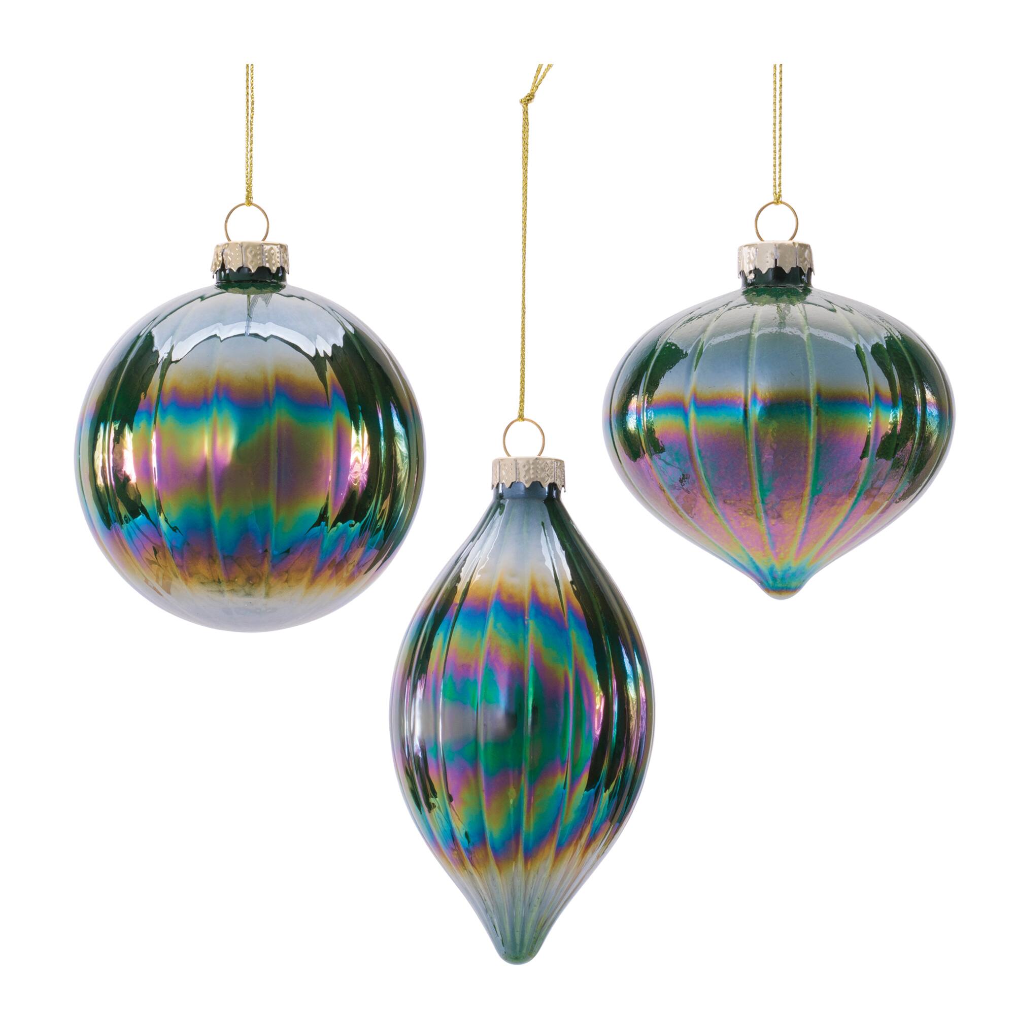 Melrose Iridescent Glass Ornaments Set