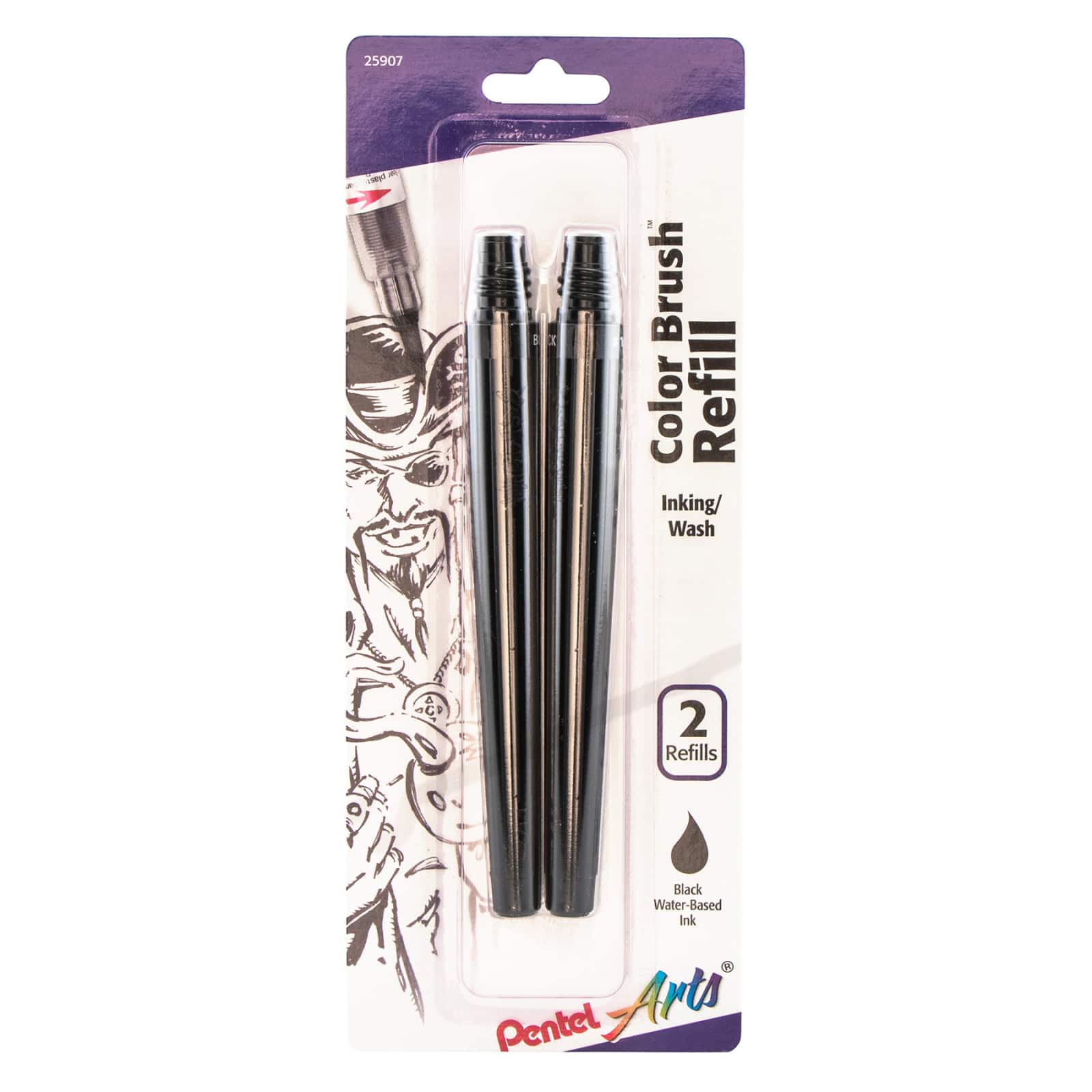 Pentel Arts® Color Brush™ Black Refill Ink Cartridges, 2ct.