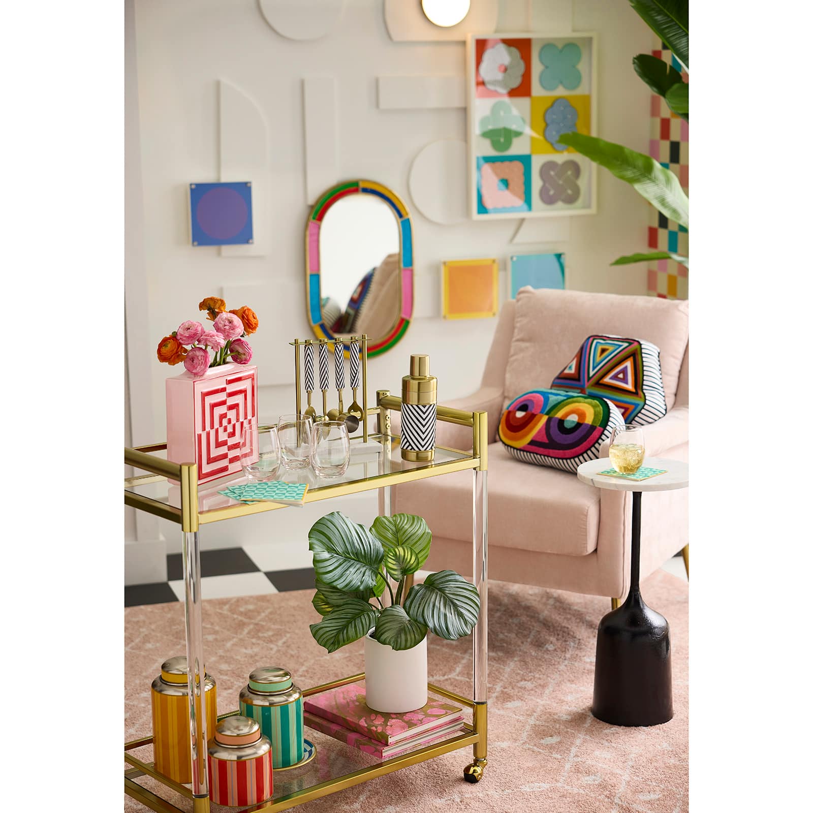 Jonathan Adler x Michaels 9.25" Pink & Red Geometric Illusion Square Tabletop Vase