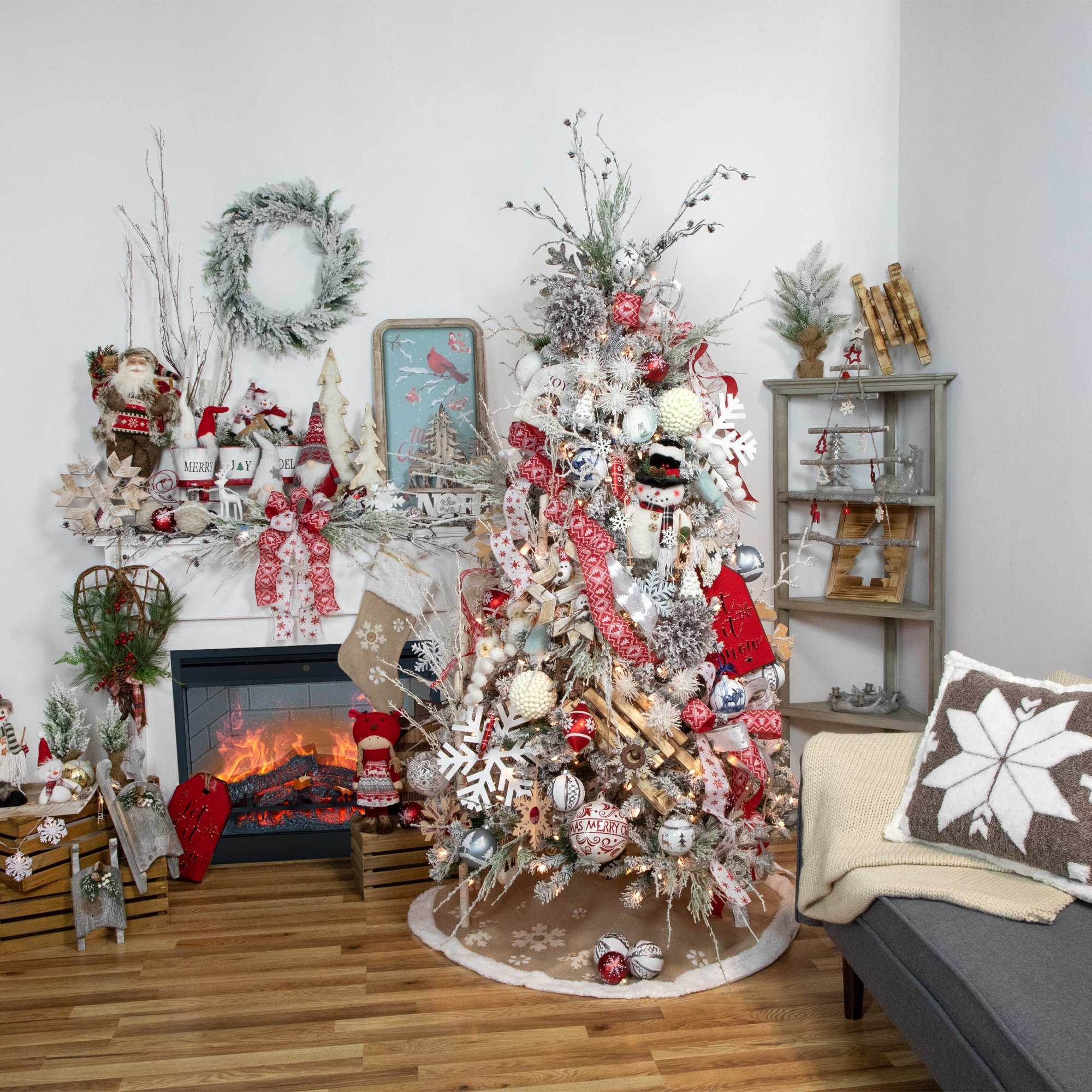 13.75" Framed Wood Christmas Tree-Out Wall Hanging Decoration