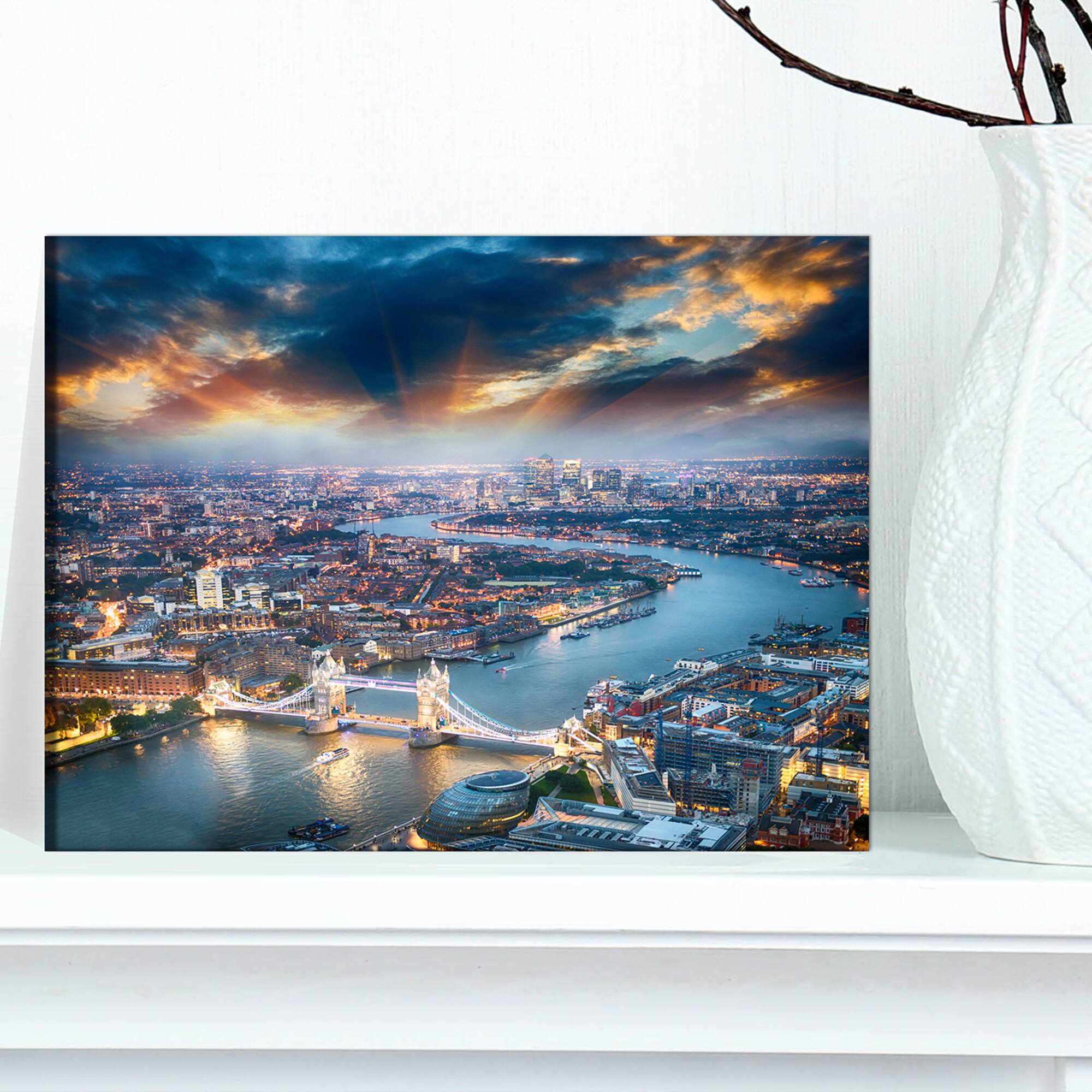 Designart - Aerial View of London at Dusk