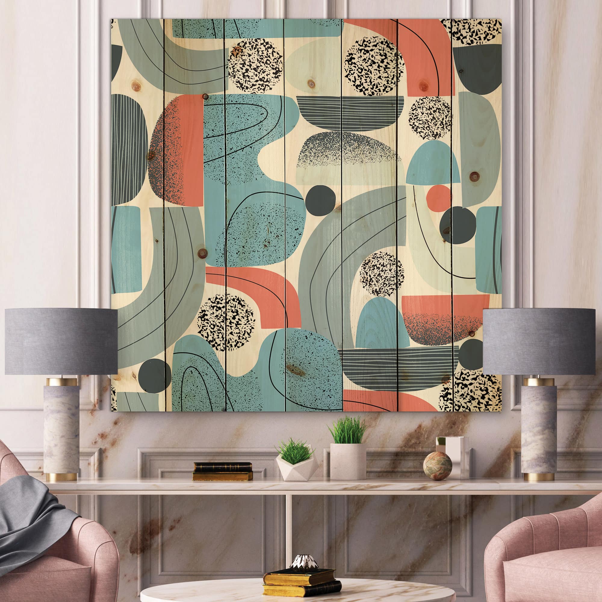 Designart - Retro Shapes With Abstract Suns and Moons II