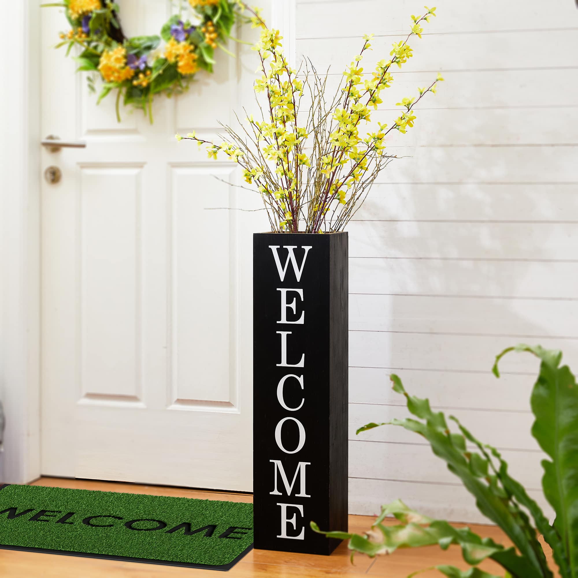 Glitzhome® 30" Black Wood Boxed Welcome Home Porch Sign