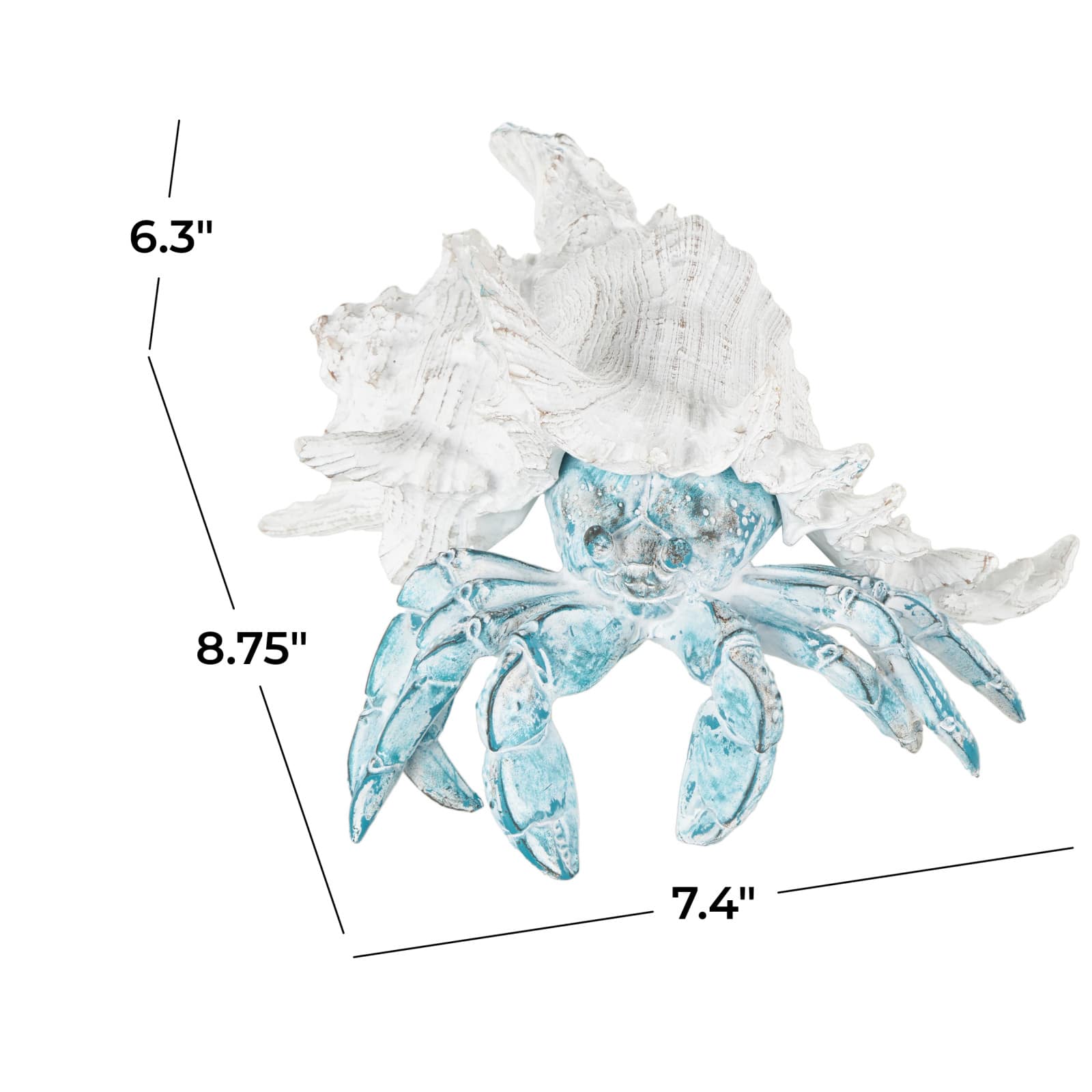9" Polystone Crab Textured Decorative Sculpture with White Shell