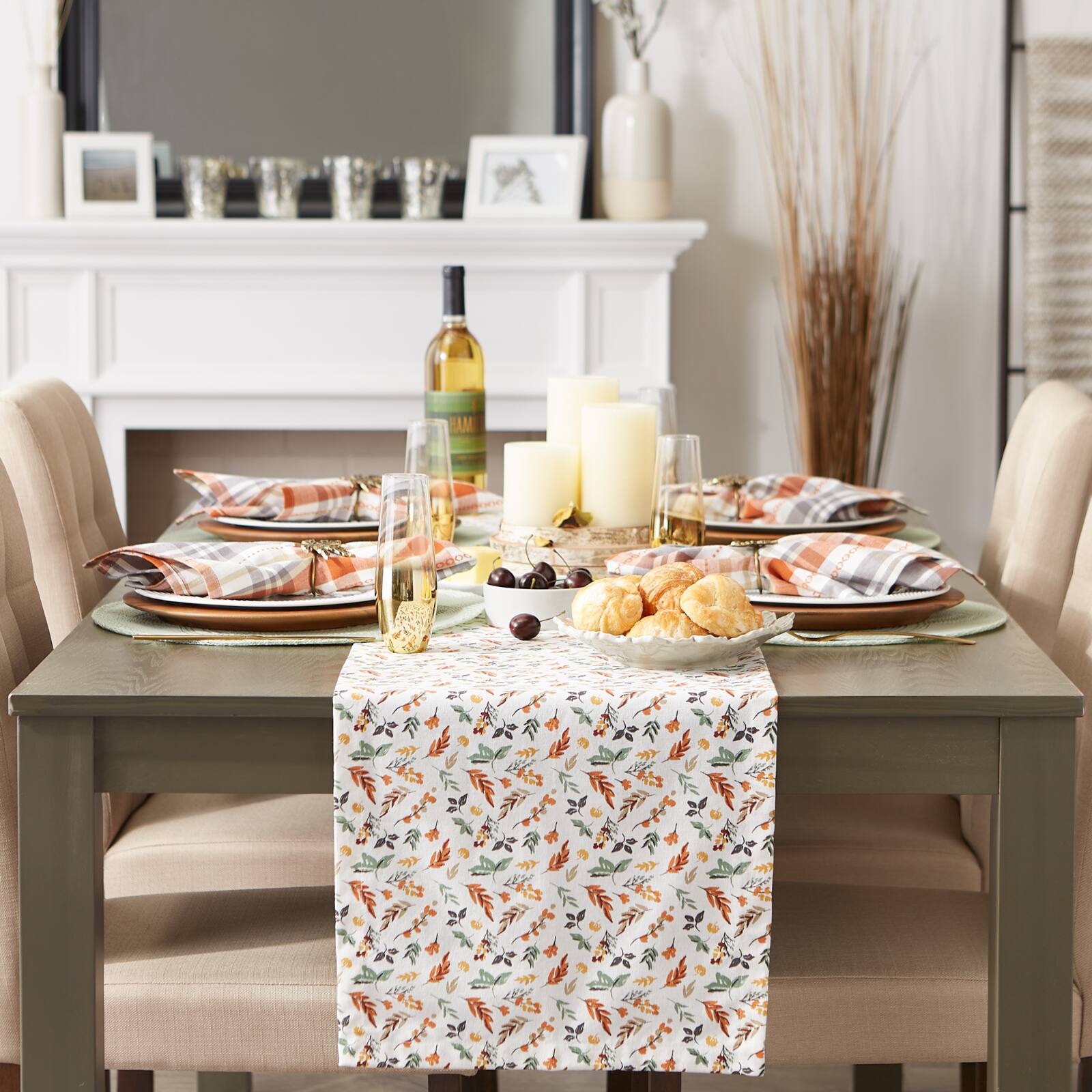 DII® 72" Crisp Leaves Printed Table Runner