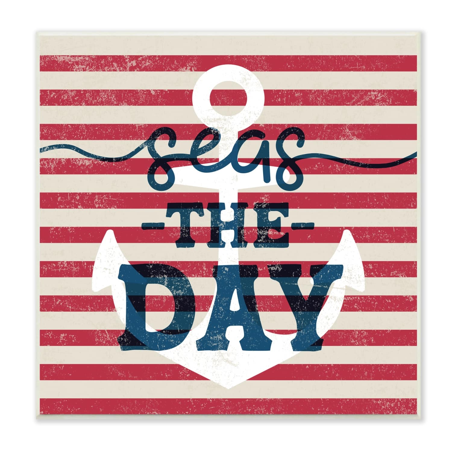 Stupell Industries Seas The Day Americana Anchor & Flag Phrase Wall Plaque Art