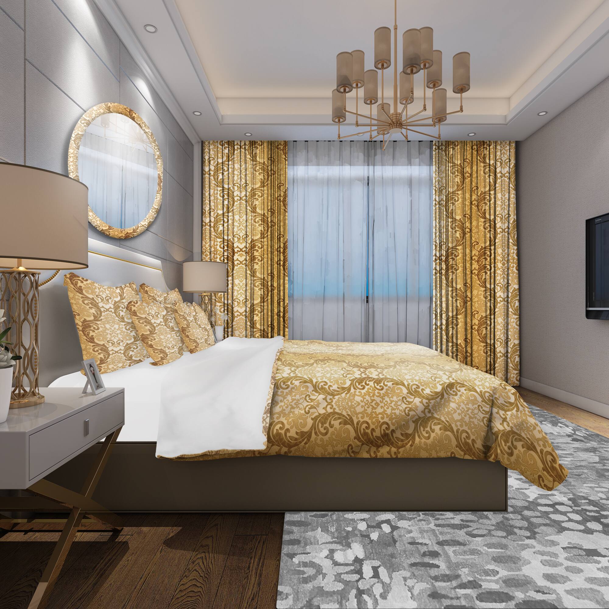 Designart 'Damask pattern' Mid-Century Modern Bedding Set