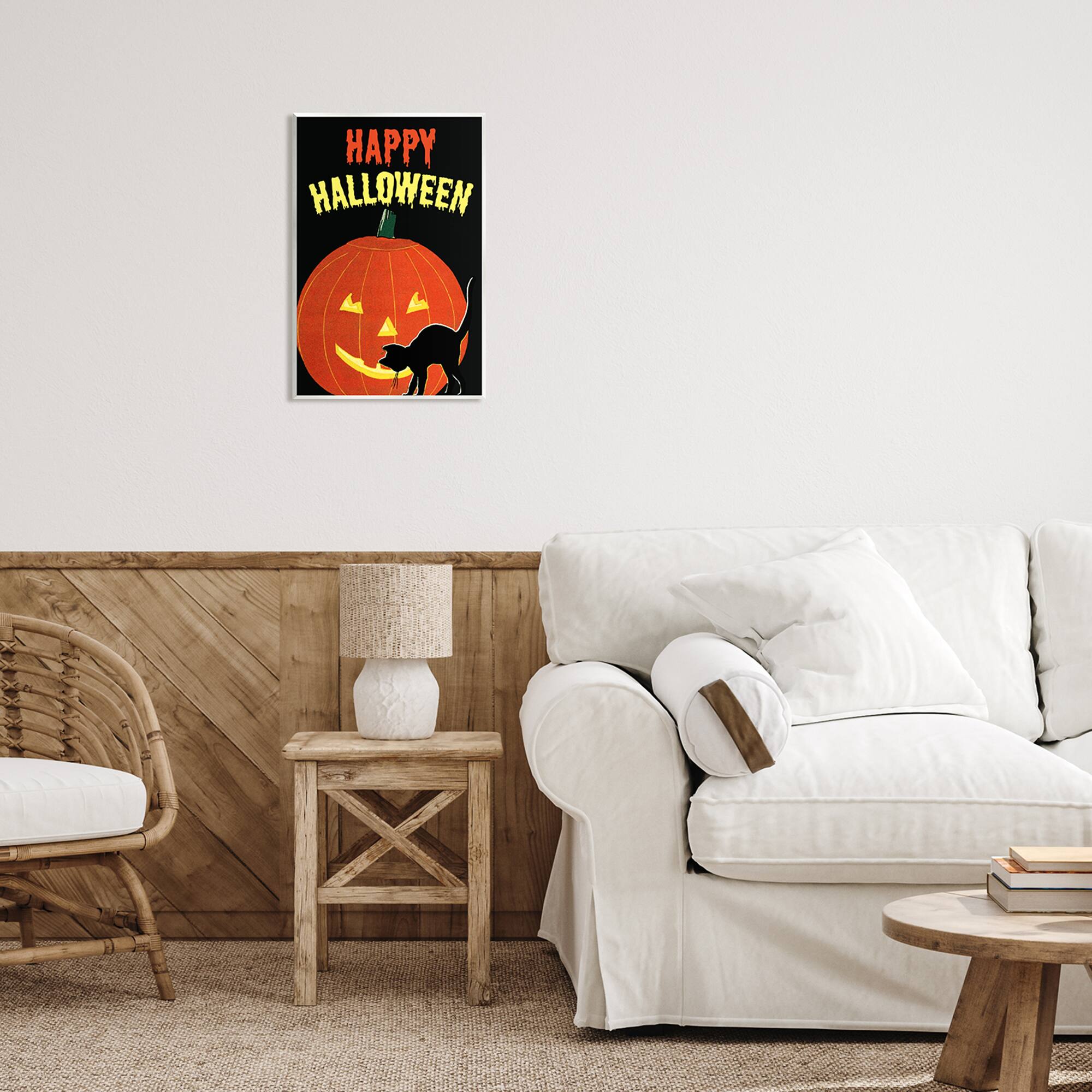 Stupell Industries Happy Halloween Haunted Jack-o-Lantern Wall Plaque Art