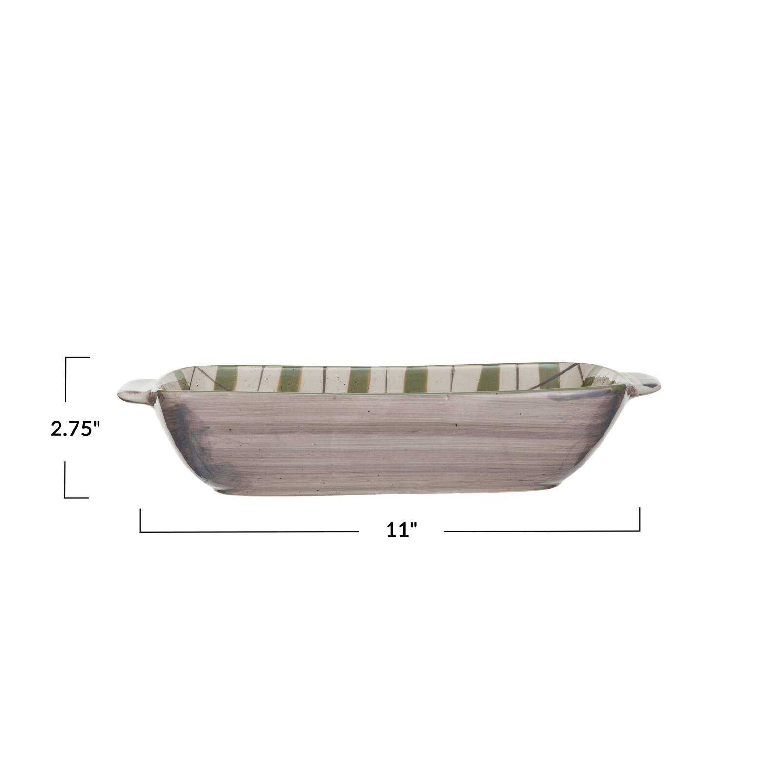 Hello Honey 1qt. Cream & Gray Plaid & Speckles Stoneware Baking Dish