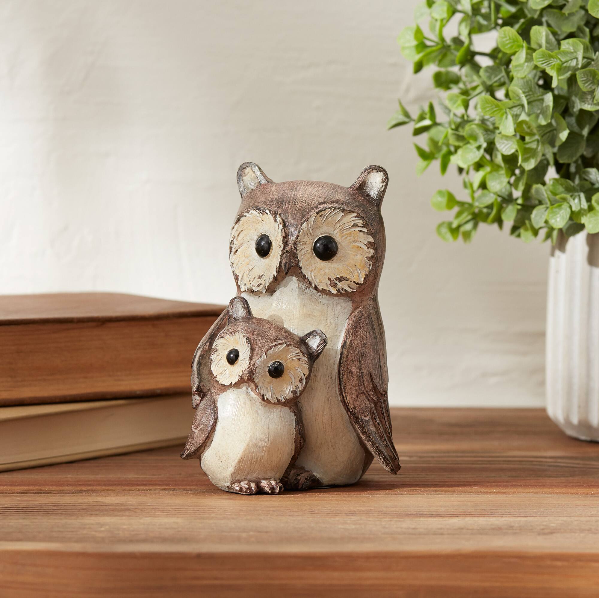5" Woodland Owl with Baby Figurines, 4ct.