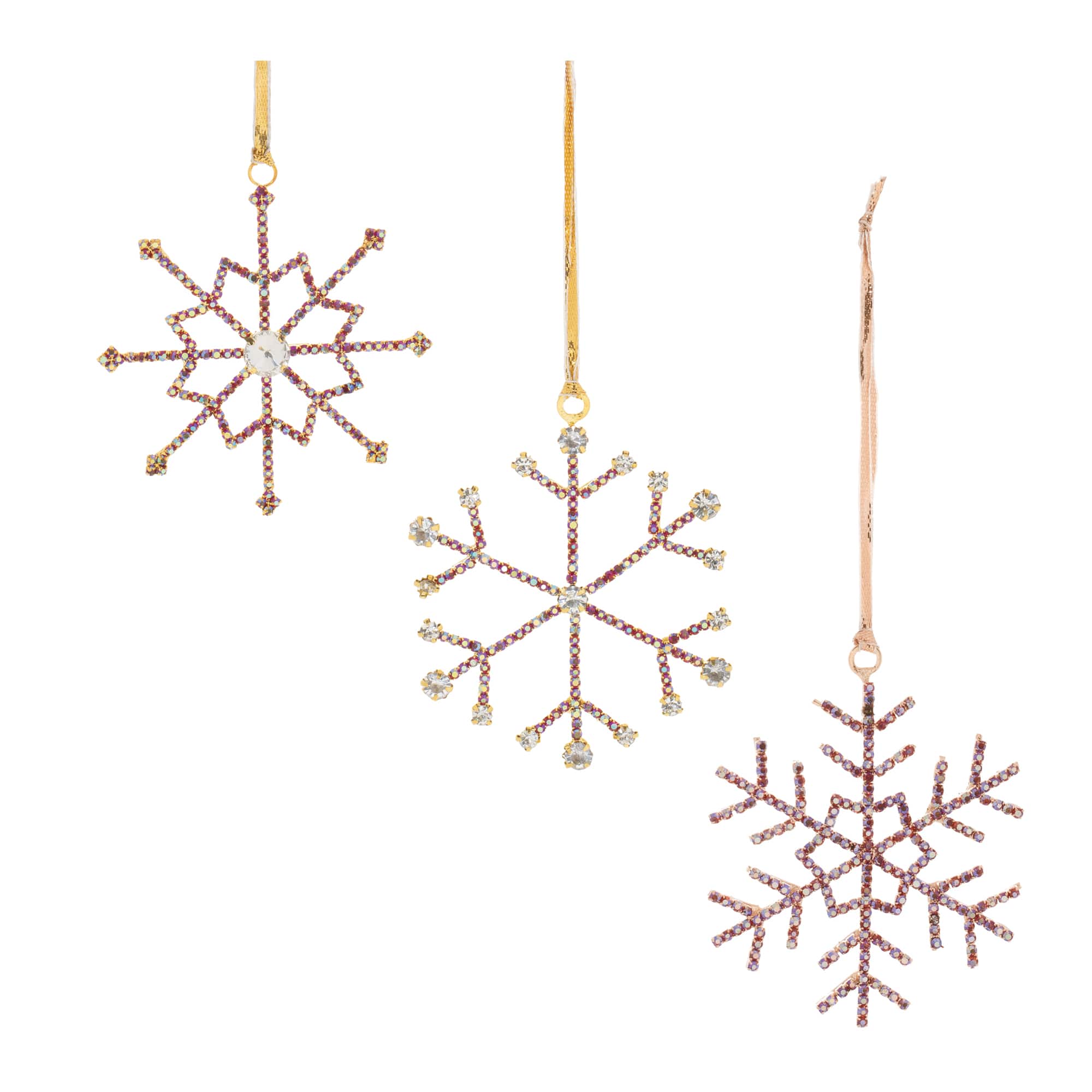 Jeweled Metal Snowflake Ornament Set