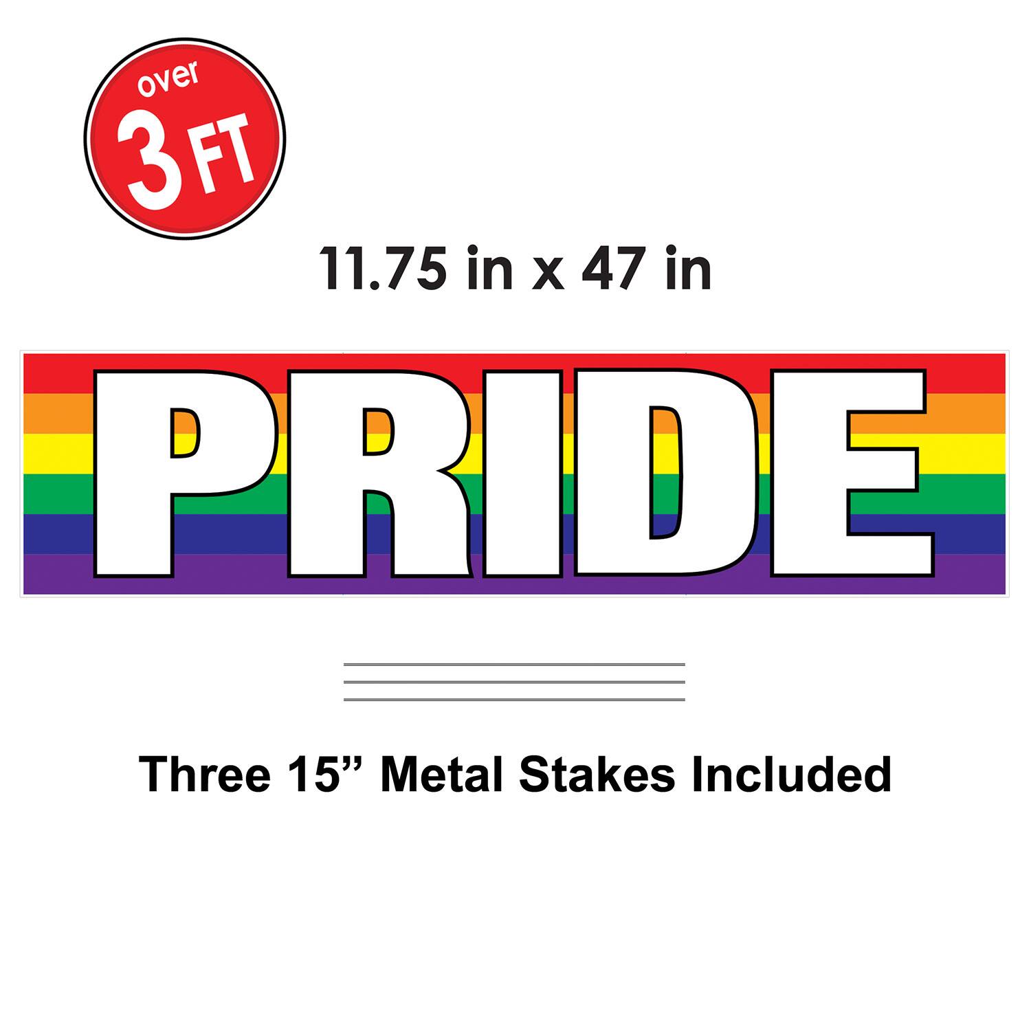 Beistle 11.75" x 47" Pride Plastic Jumbo Tri-Fold Yard Sign