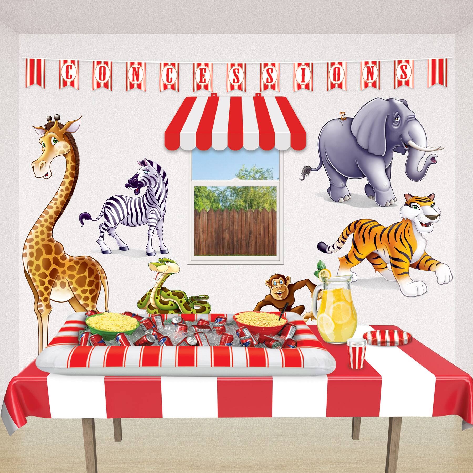 Beistle 28" x 4.47ft. Inflatable Red & White Striped Buffet Cooler