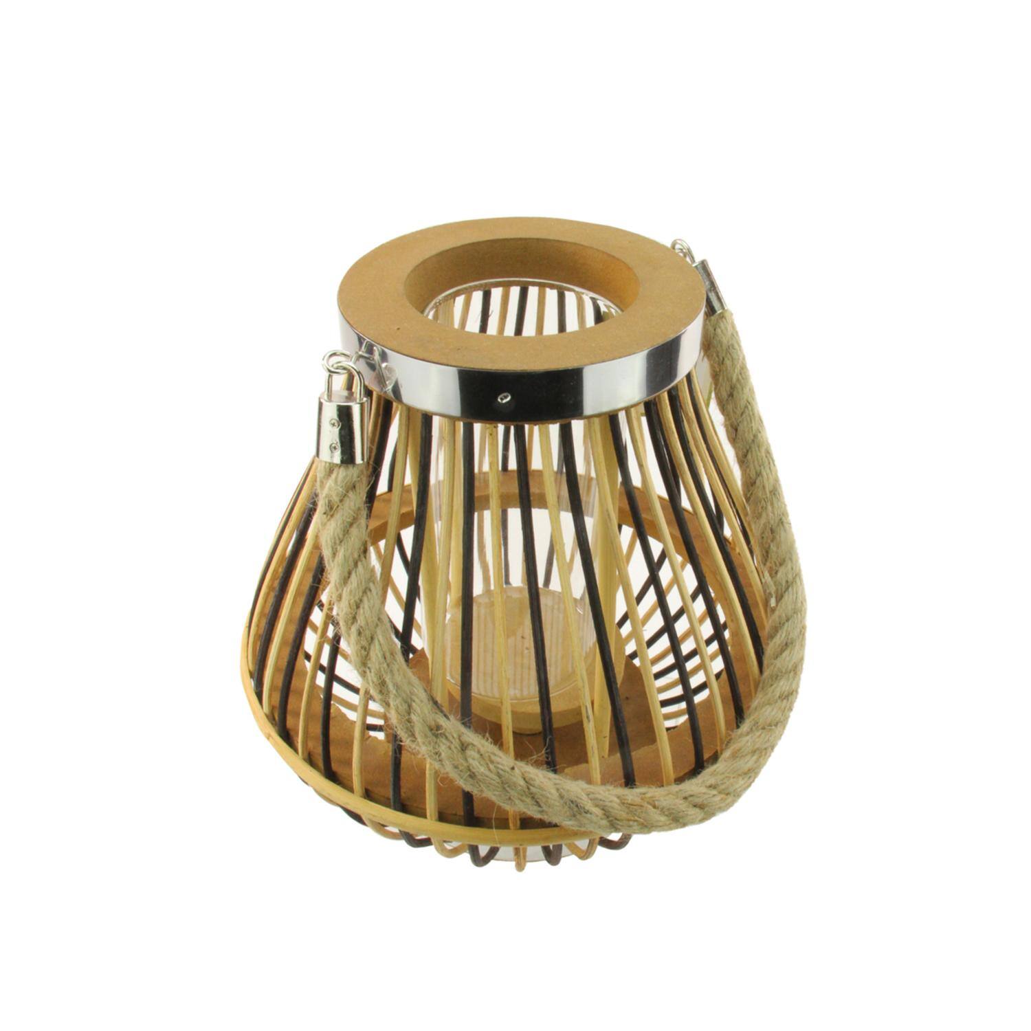 9.25" Rustic Chic Pear Shaped Rattan Candle Holder Lantern