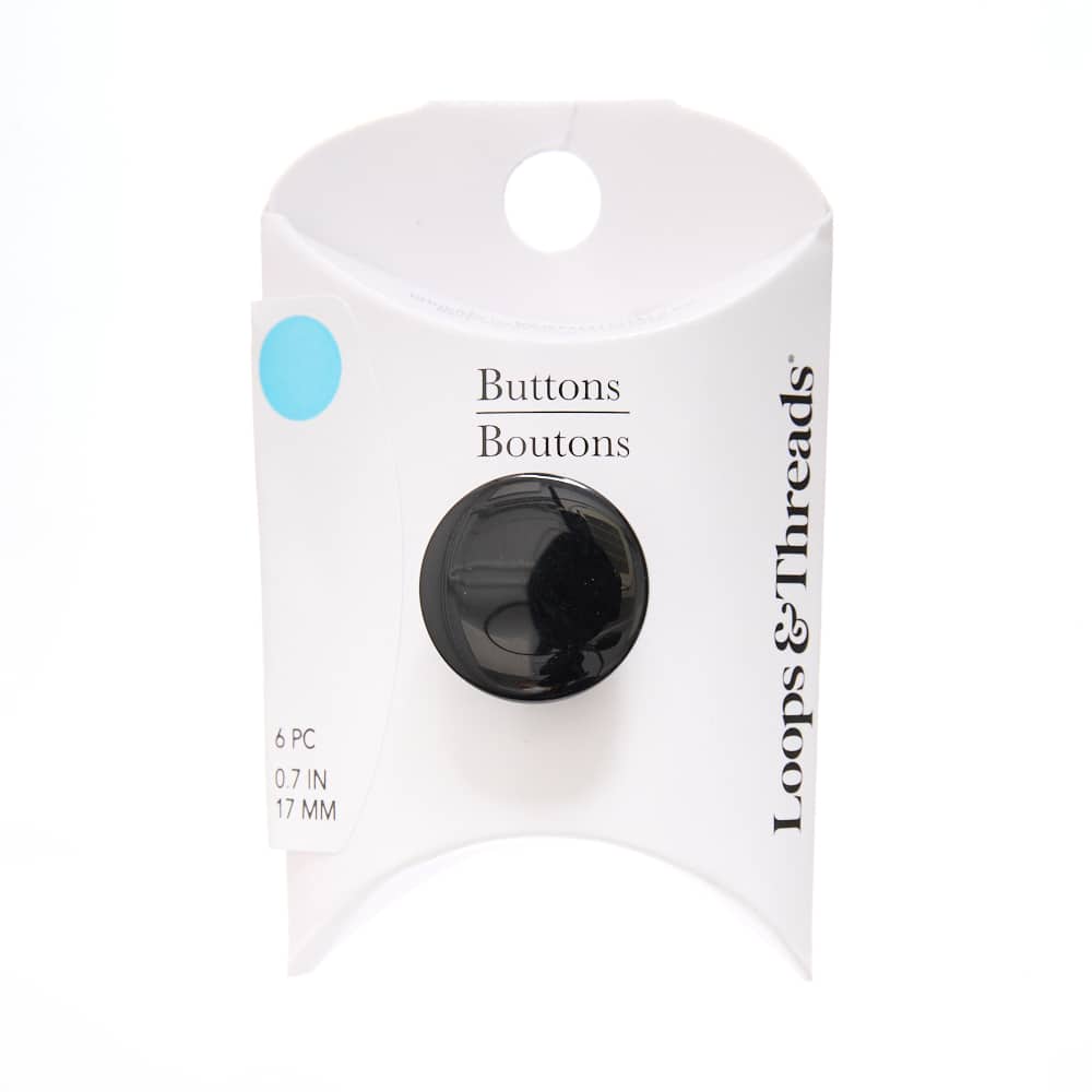 17mm Black Round Shank Buttons, 6ct. by Loops & Threads®